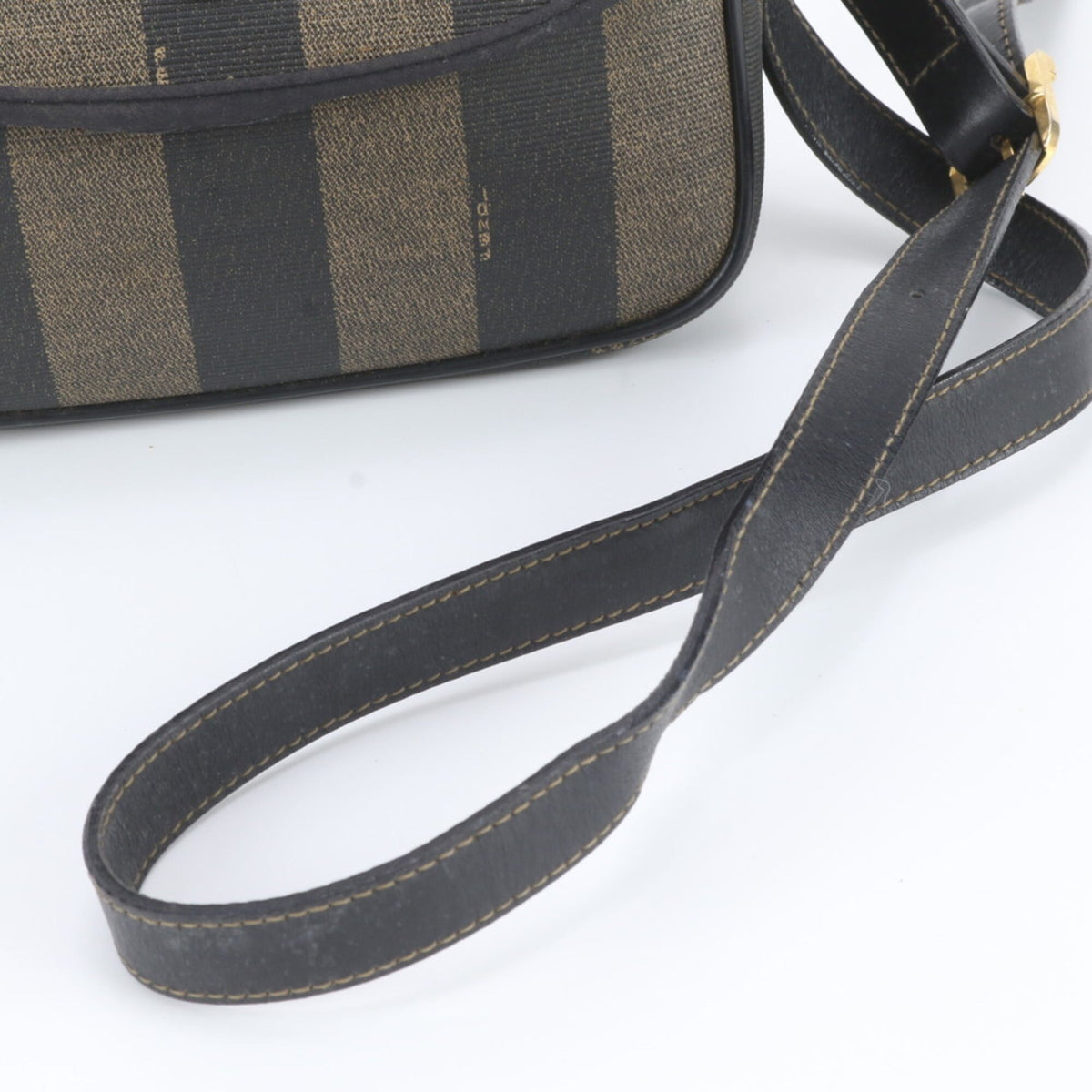 Fendi Black Brown Leather Coated Canvas Handbag Shoulder Bag Tote Bag (Pre-Owned)