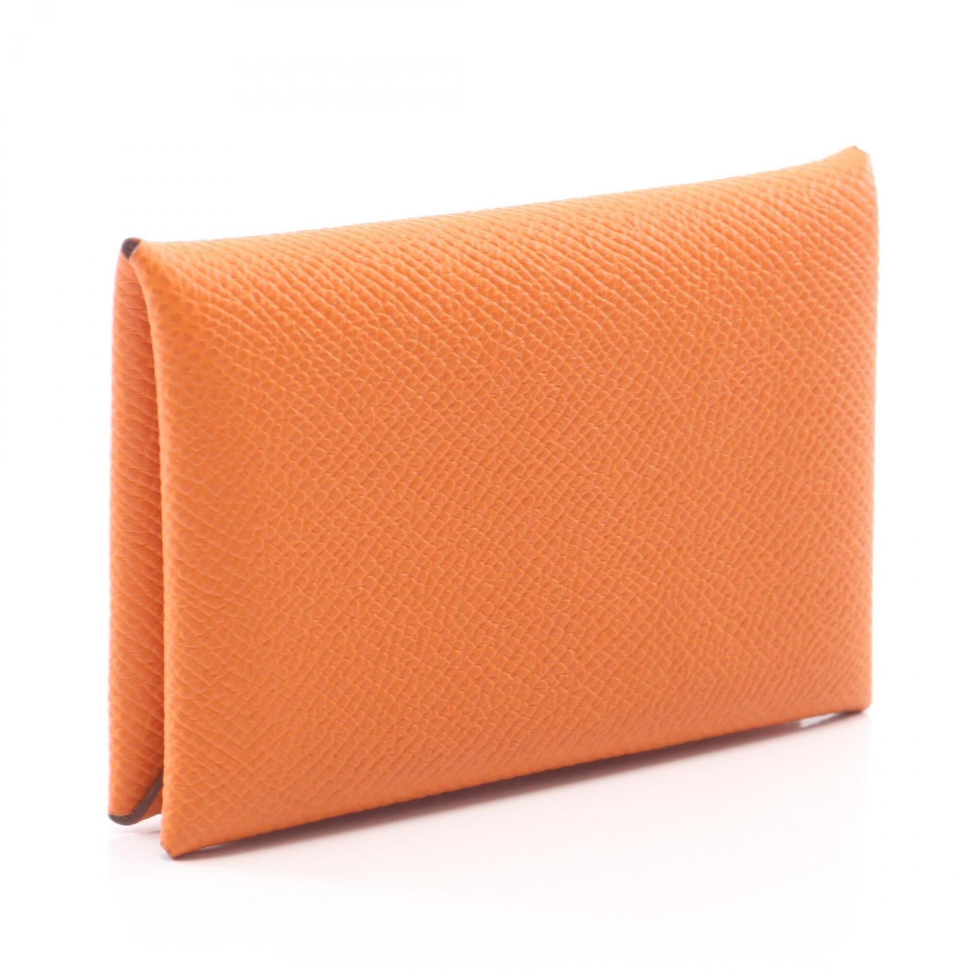 Hermes Lime Orange Epsom Leather Coin Purse/Coin Case (Pre-Owned)