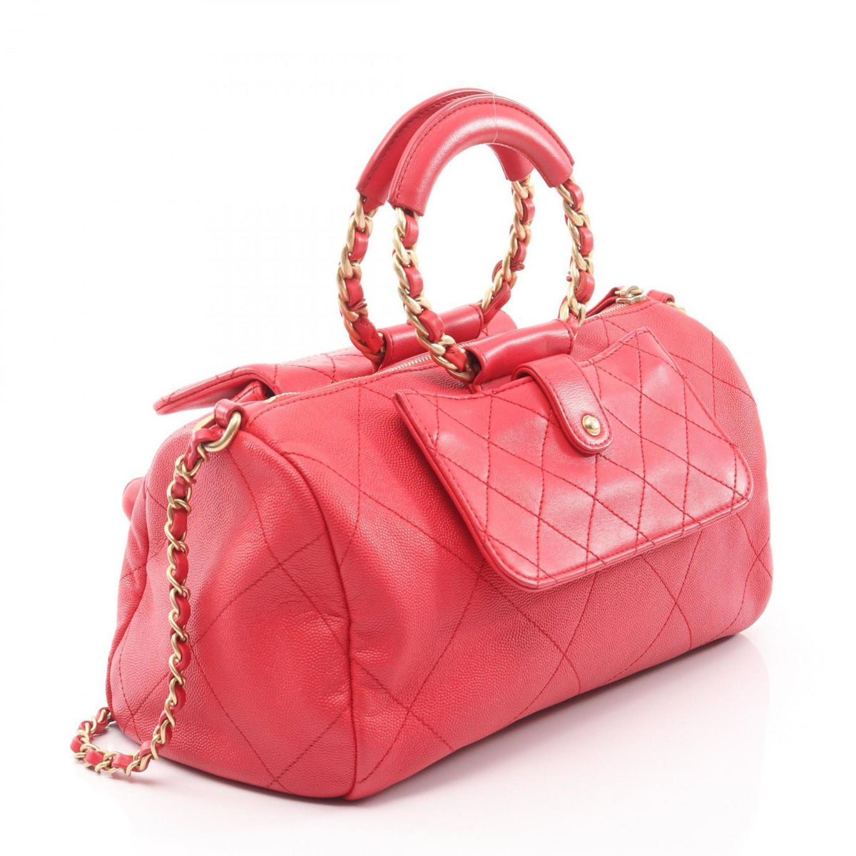 Chanel Red Color Leather Leather Shoulder Bag (Pre-Owned)