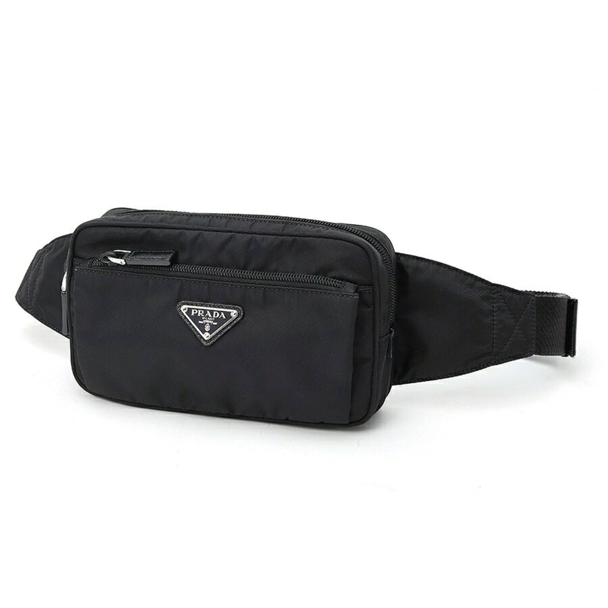 Prada Black Nero Fabric Saffiano Triangle Fanny Pack (Pre-Owned)