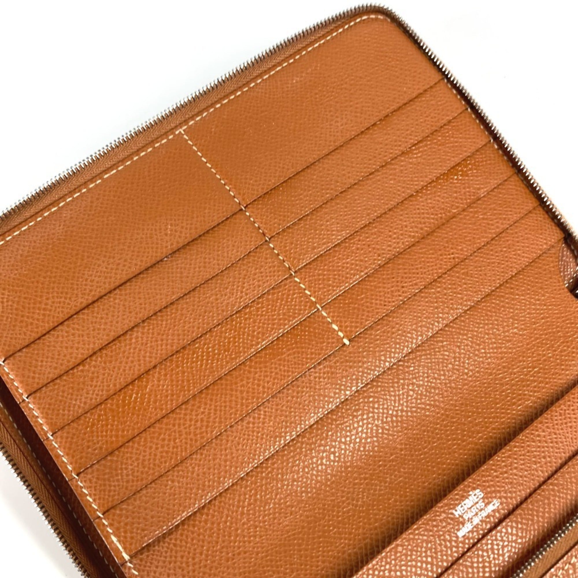 Hermes Azap Gold Leather Long Wallet (Bi-Fold) (Pre-Owned)