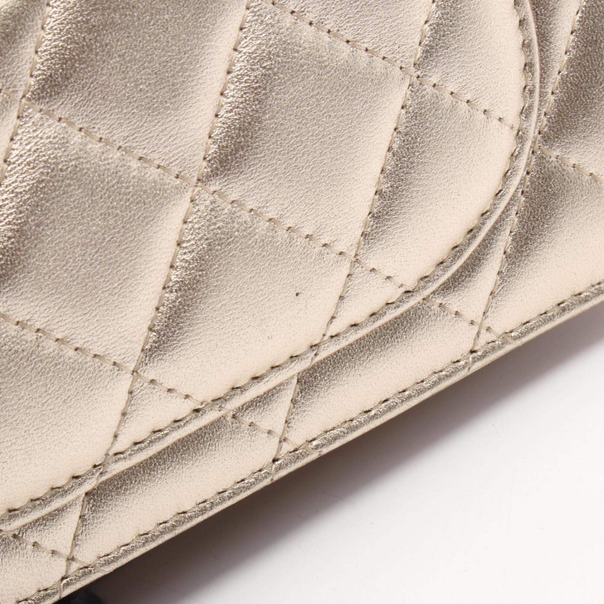 Chanel Gold Leather Long Wallet (Bi-Fold) (Pre-Owned)