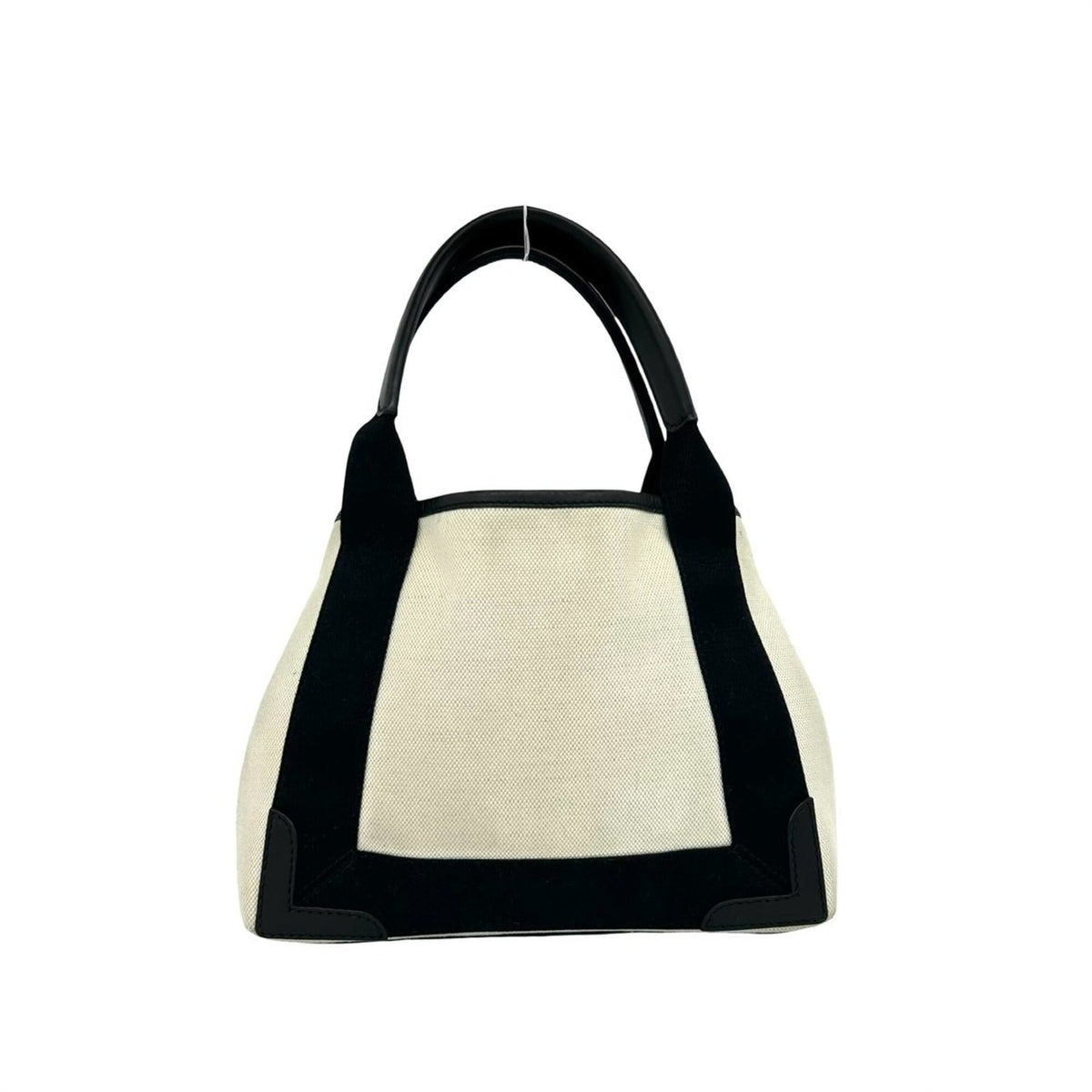 Balenciaga Black Ivory Canvas Leather Handbag Pouch Tote Bag (Pre-Owned)