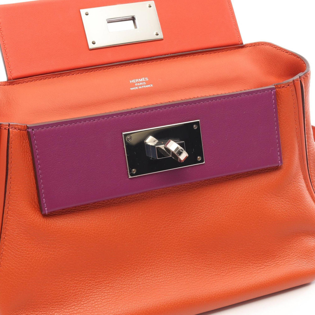 Hermes Orange Purple Swift Leather Handbag (Pre-Owned)
