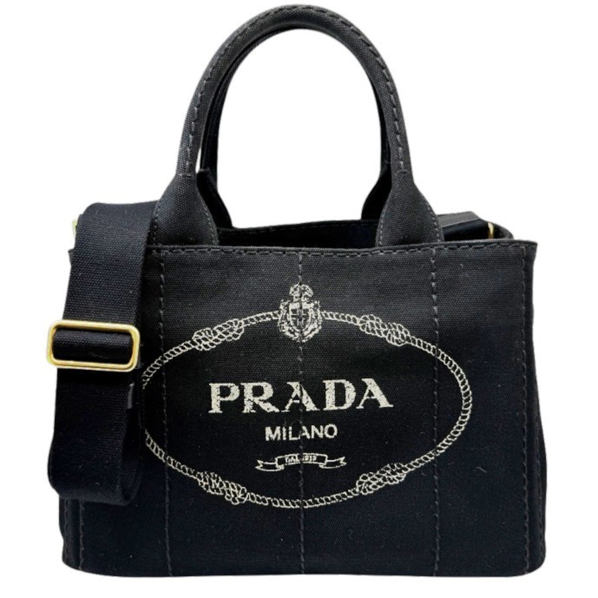 Prada Black Canvas Handbag Shoulder Bag (Pre-Owned)