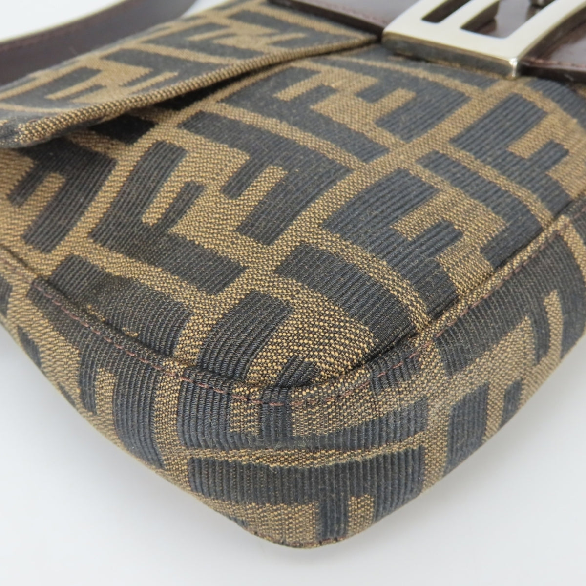 Fendi Black Brown Canvas Leather Handbag (Pre-Owned)