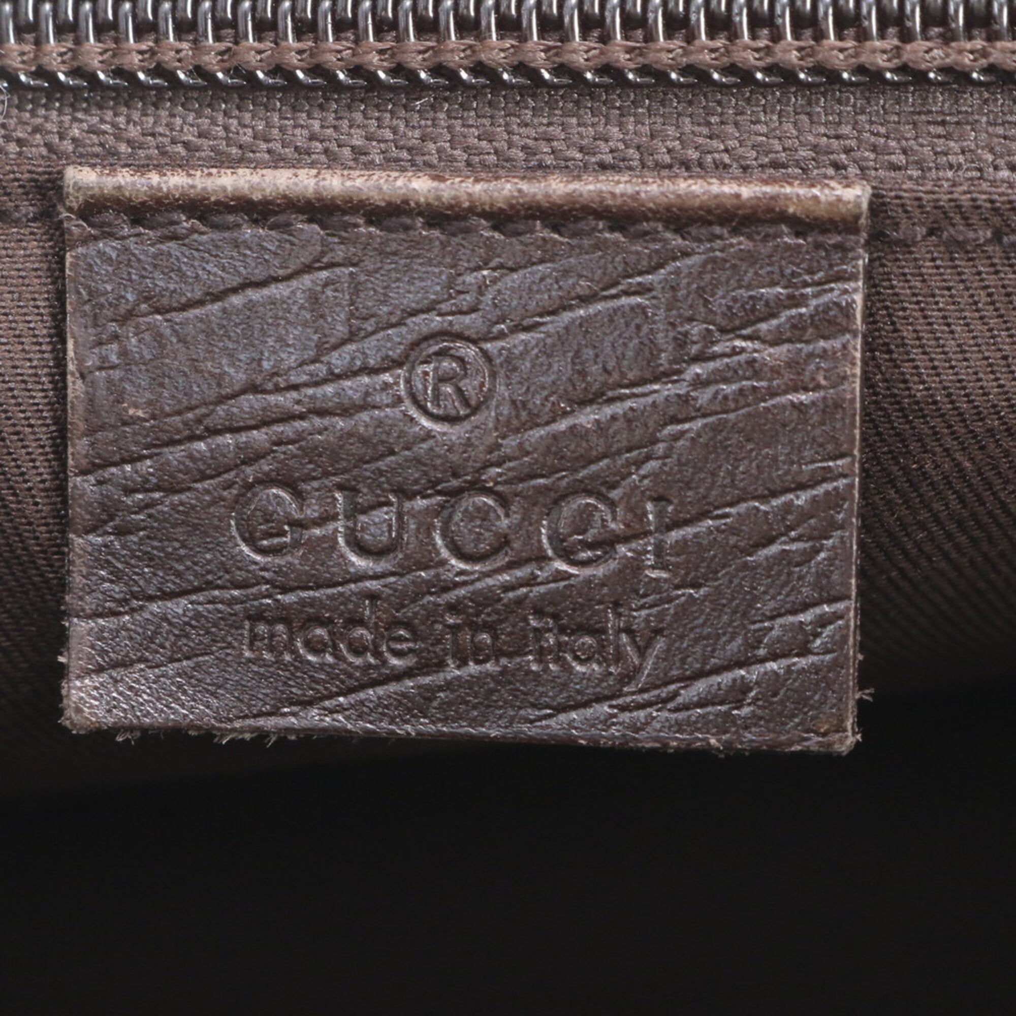 Gucci Beige Dark Brown Leather Coated Canvas Shoulder Bag Tote Bag (Pre-Owned)