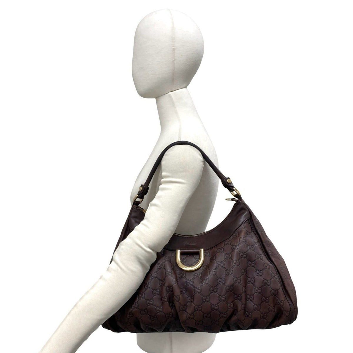 Gucci Brown Leather Shoulder Bag Tote Bag (Pre-Owned)