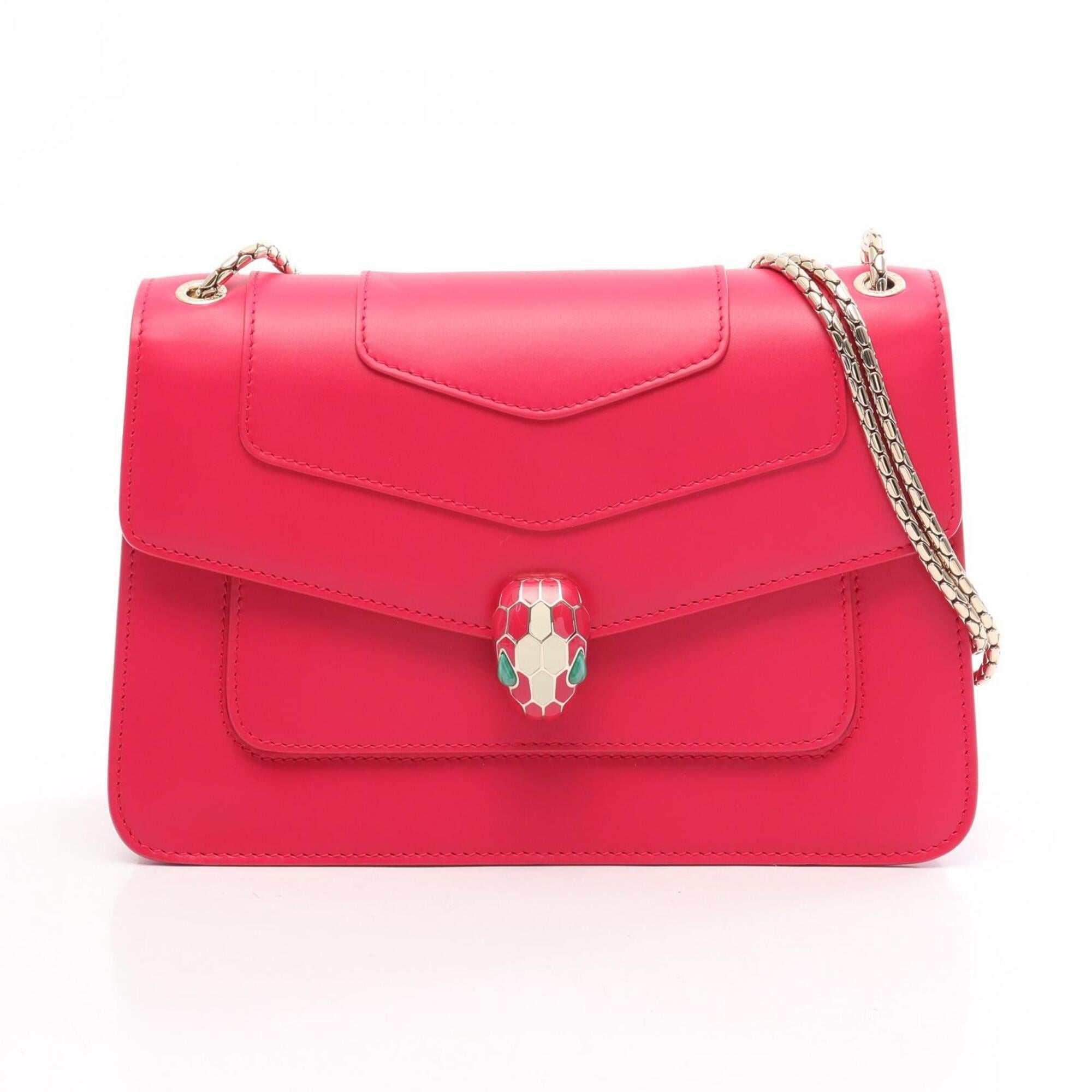 Bvlgari Pink Leather Handbag Shoulder Bag (Pre-Owned)