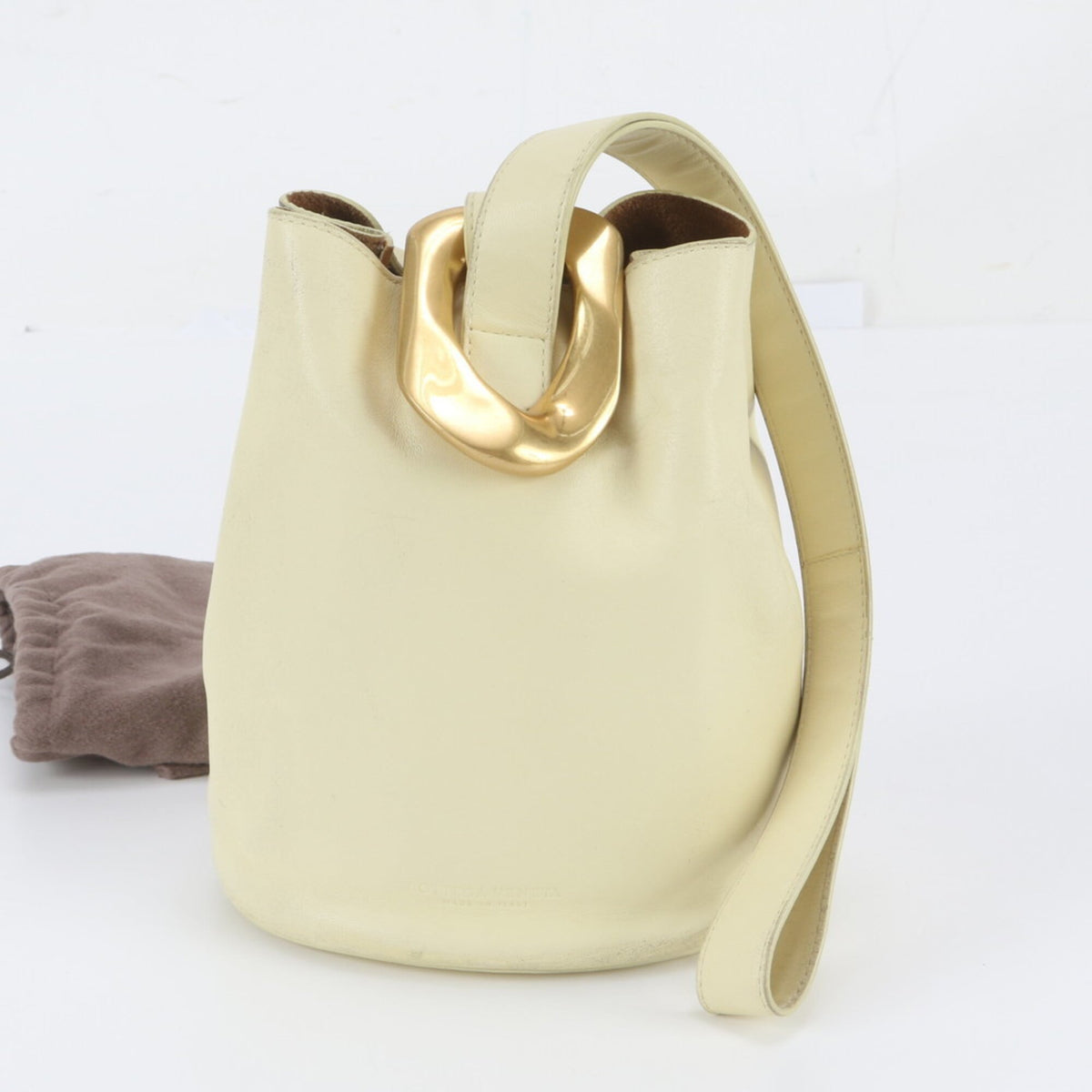 Bottega Veneta Cream Yellow Leather Handbag (Pre-Owned)