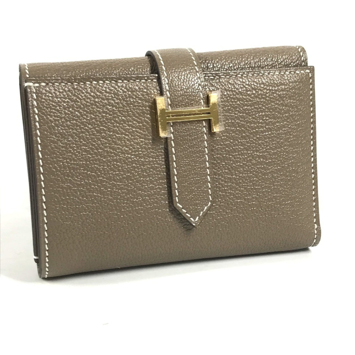 Hermes Etoupe Gray Chevre Leather Wallet (Tri-Fold) (Pre-Owned)
