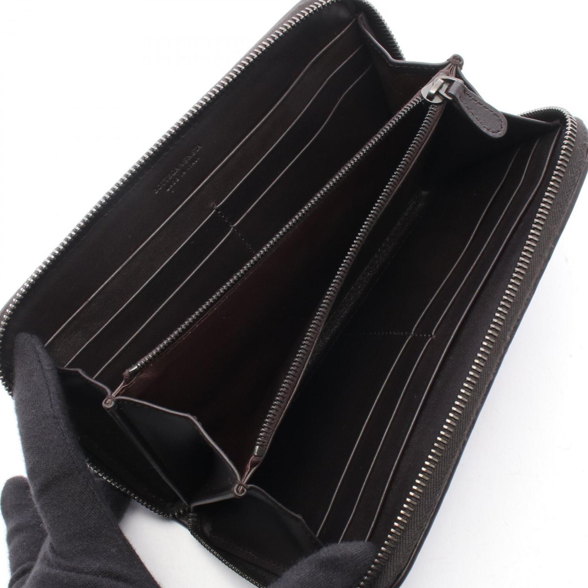 Bottega Veneta Intrecciato Brown Leather Long Wallet (Bi-Fold) (Pre-Owned)