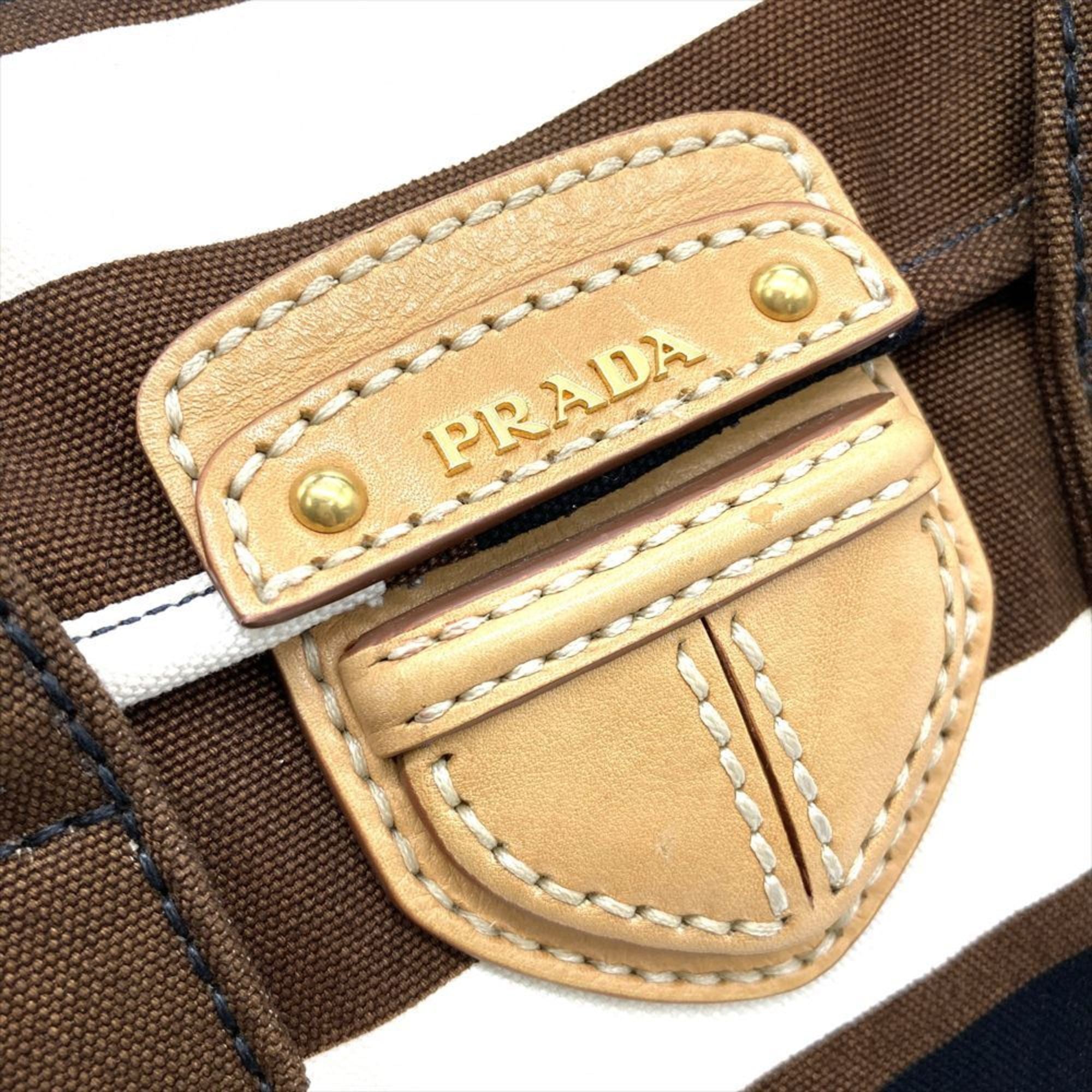 Prada Brown Multi-Color Canvas Handbag (Pre-Owned)