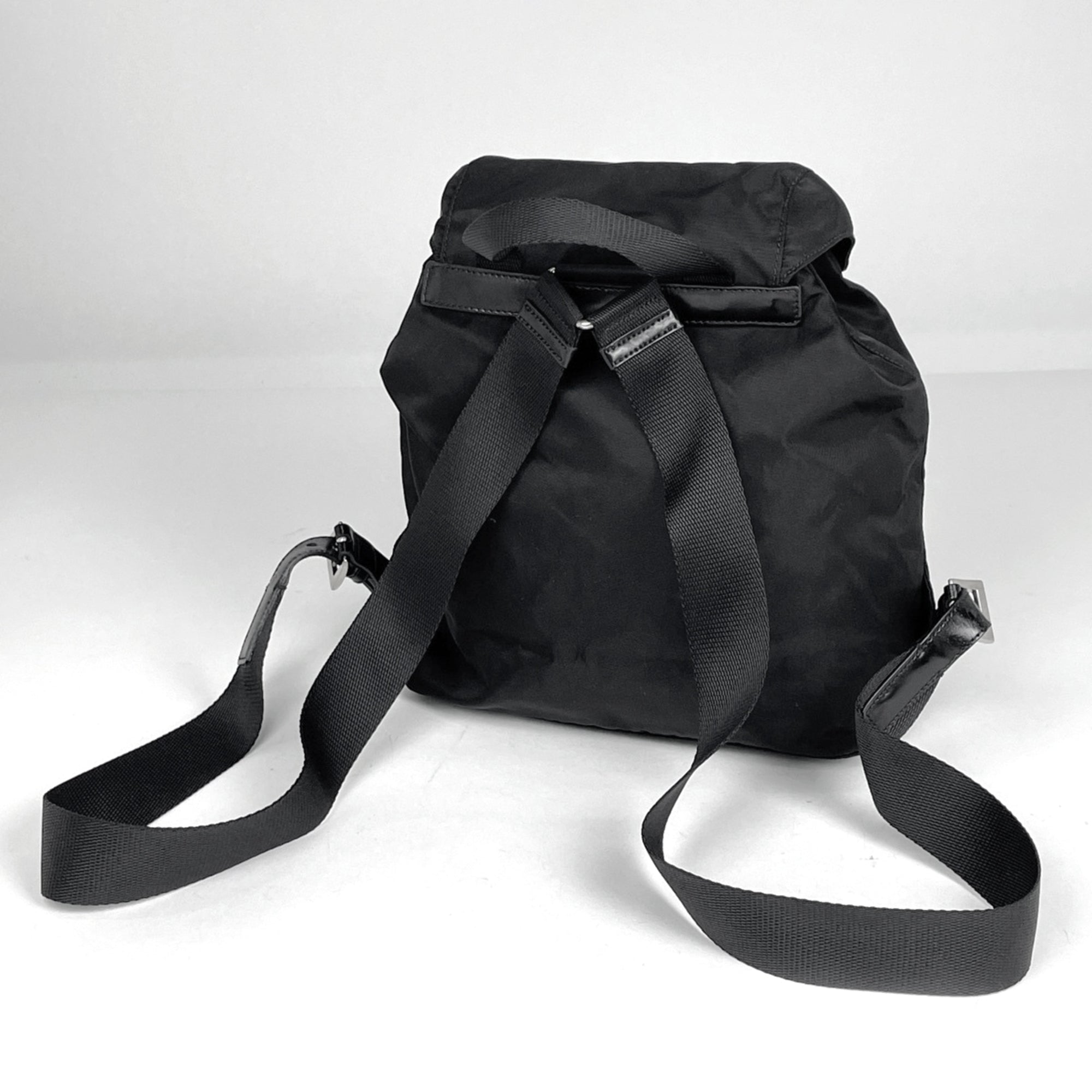 Prada Black Nylon Leather Backpack (Pre-Owned)