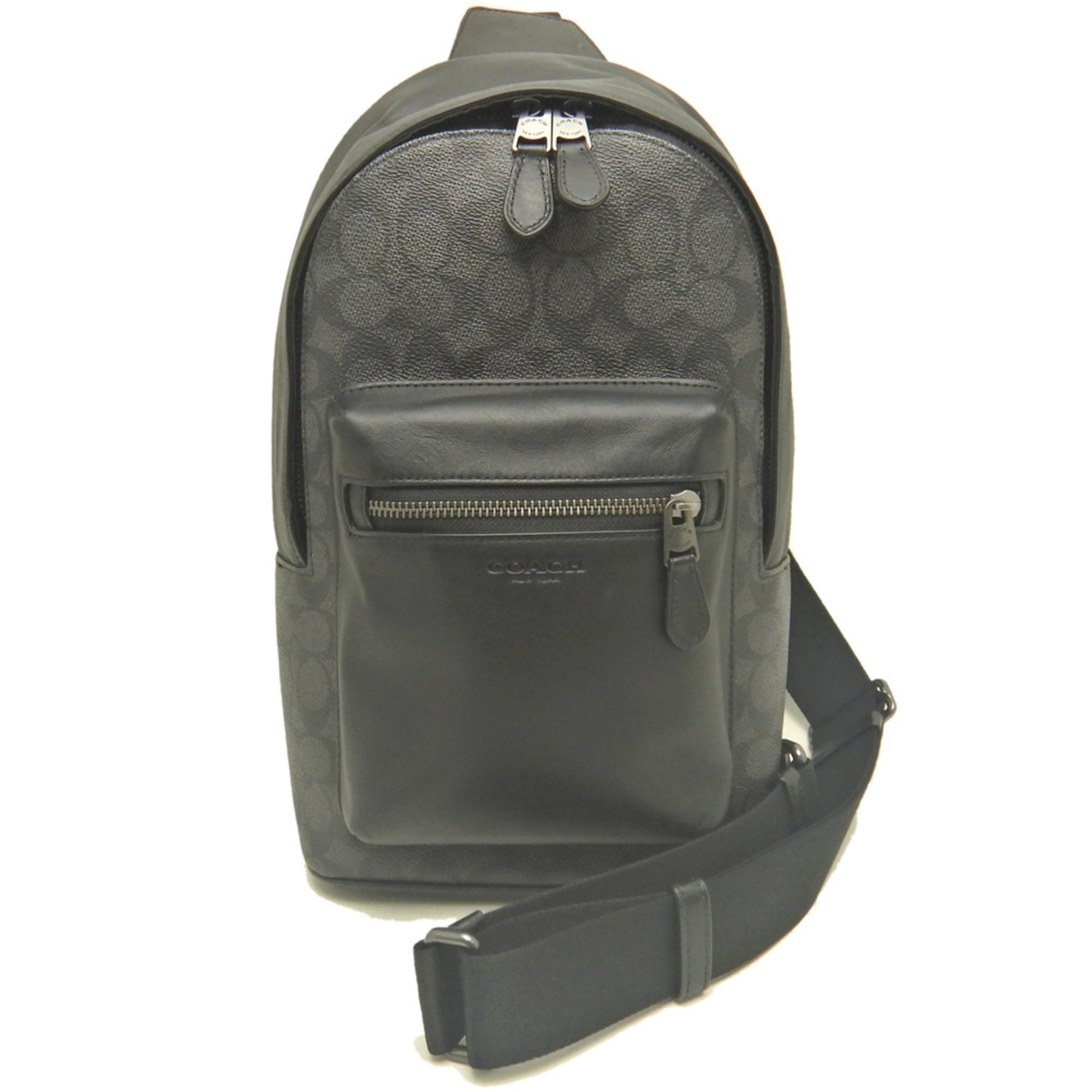 Coach Black Coated Canvas Leather Sling Bag (Pre-Owned)