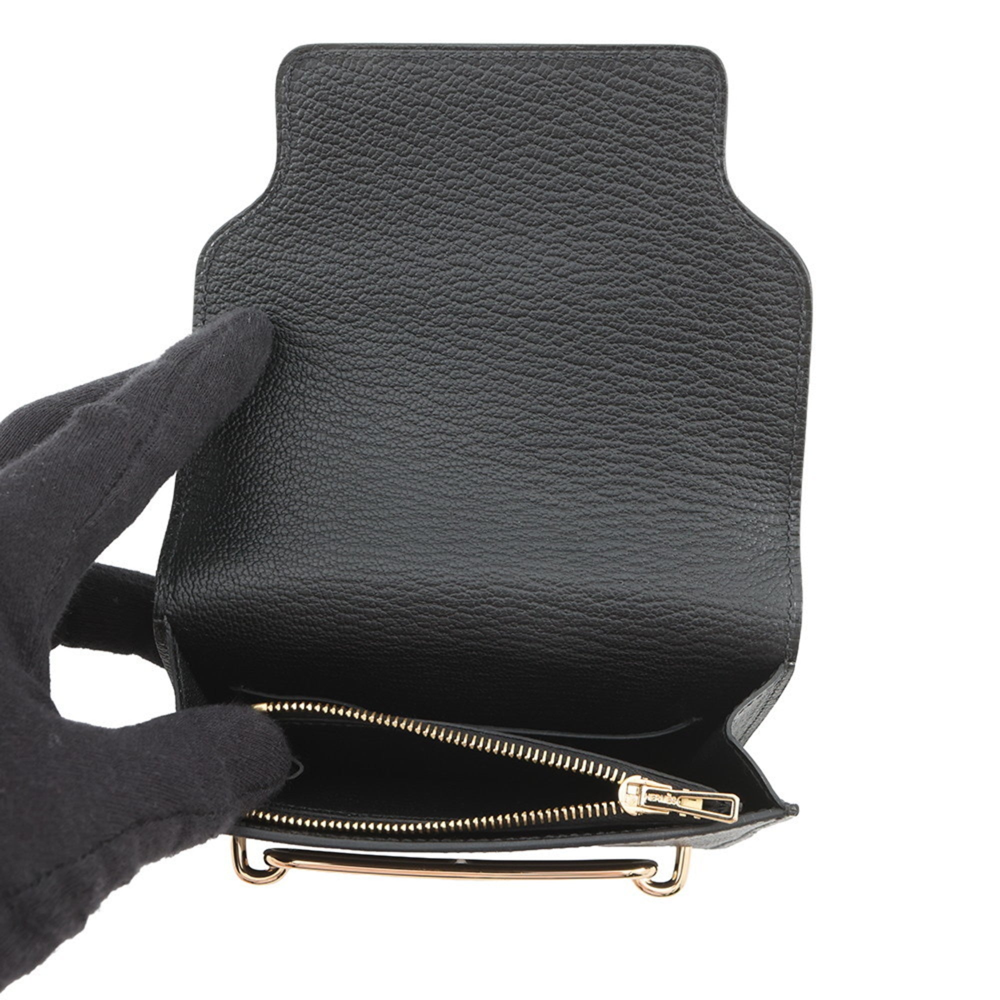 Hermes Black Chevre Myzore Leather Coin Purse/Coin Case (Pre-Owned)