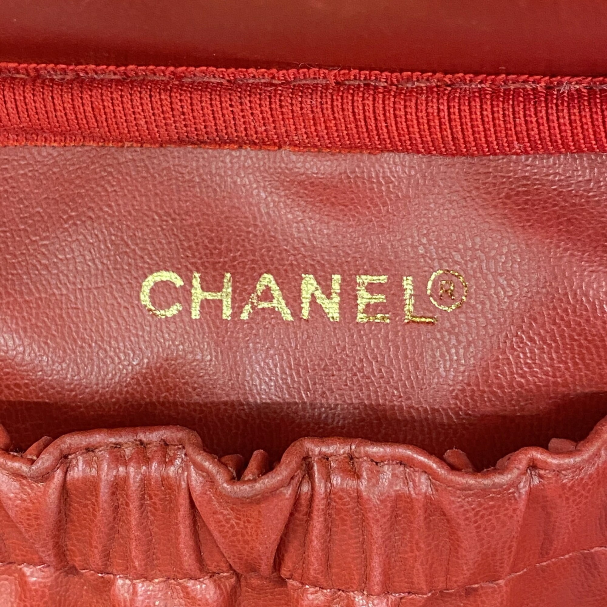 Chanel Red Color Grained Calfskin Vanity Bag (Pre-Owned)