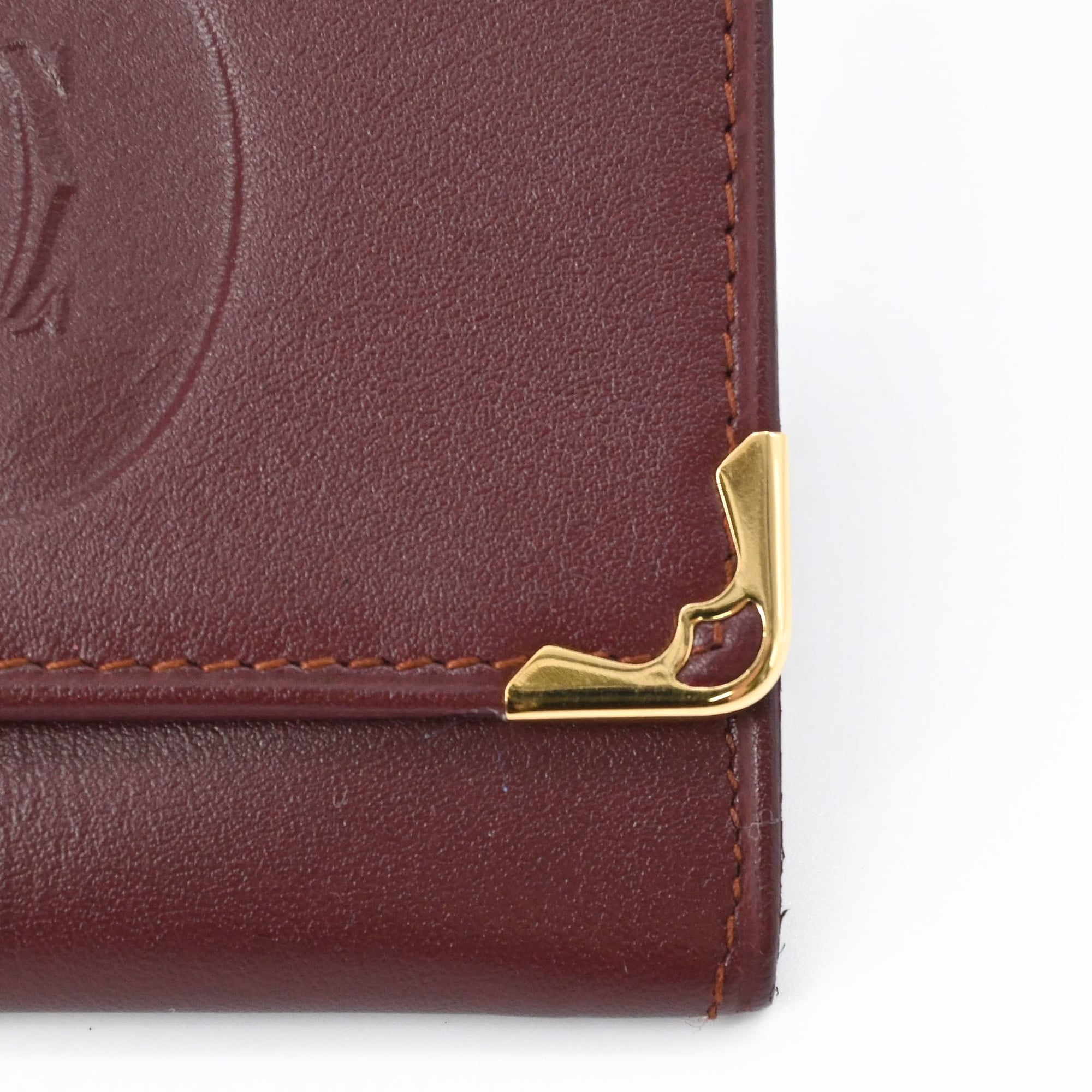 Cartier Bordeaux Leather Coin Purse/Coin Case (Pre-Owned)