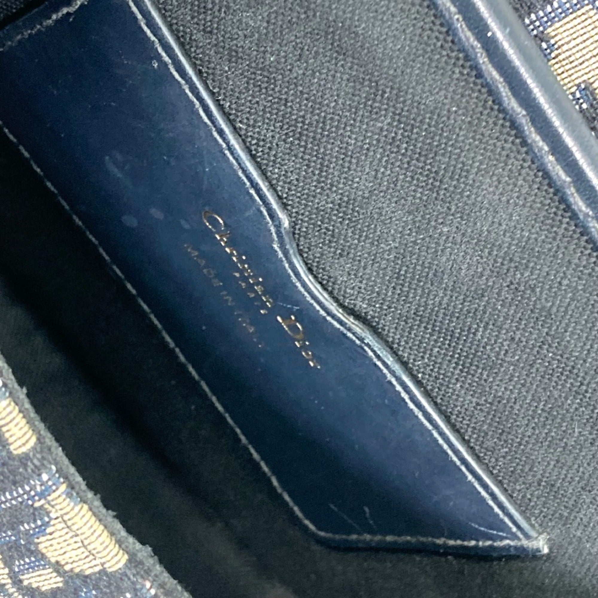 Christian Dior Navy Canvas Leather Pochette Shoulder Bag (Pre-Owned)