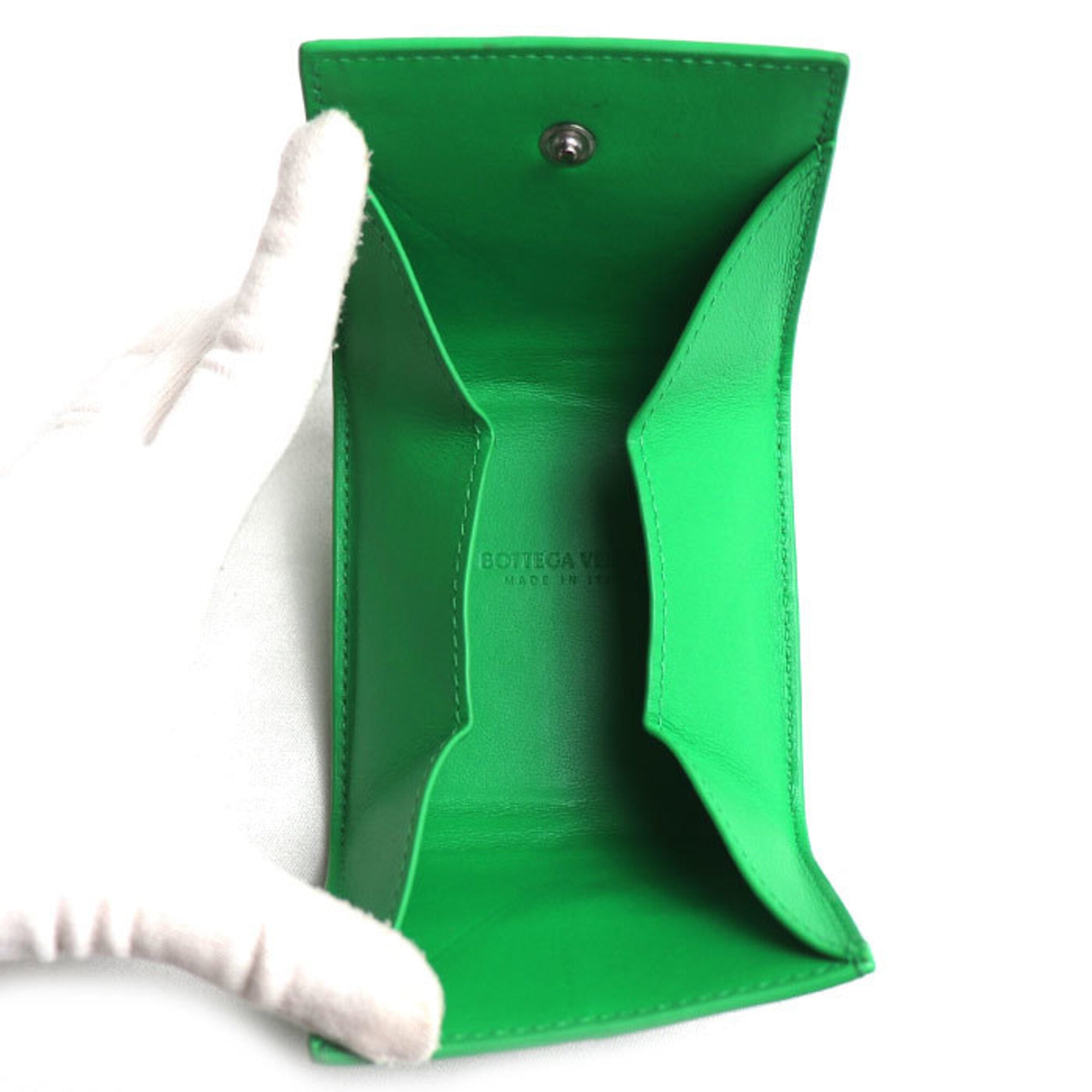 Bottega Veneta Green Leather Coin Purse/Coin Case (Pre-Owned)