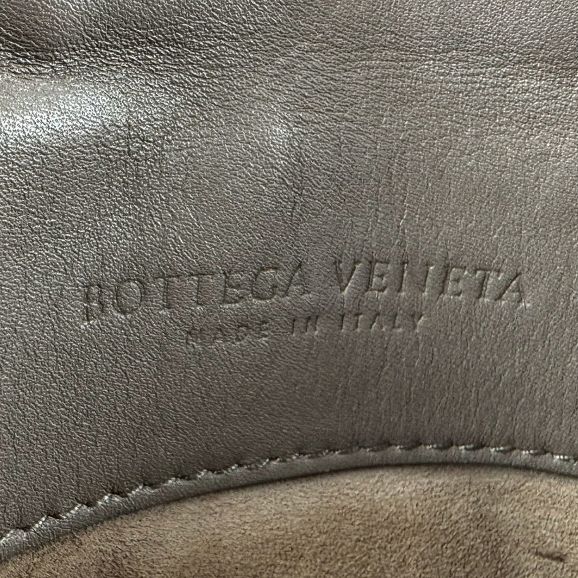Bottega Veneta Grayish Leather Handbag Shoulder Bag (Pre-Owned)