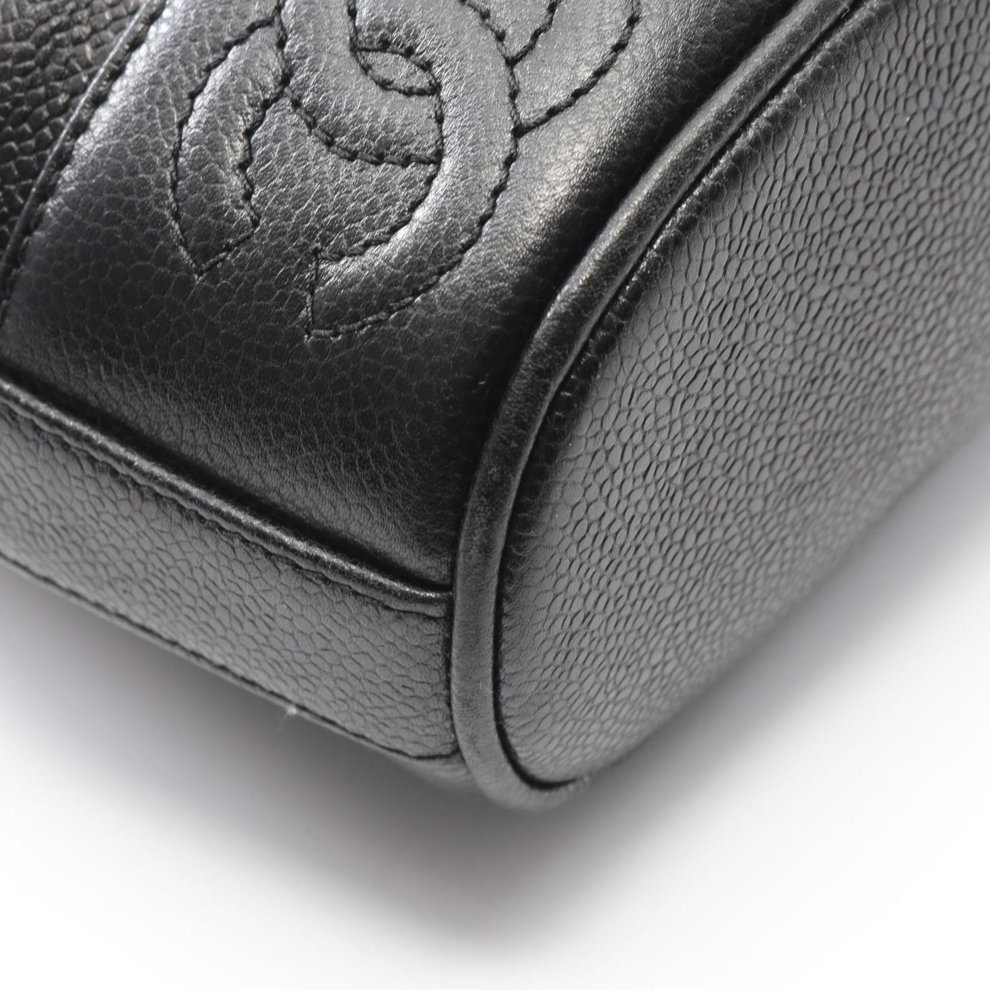 Chanel Black Grained Calfskin Backpack Handbag (Pre-Owned)