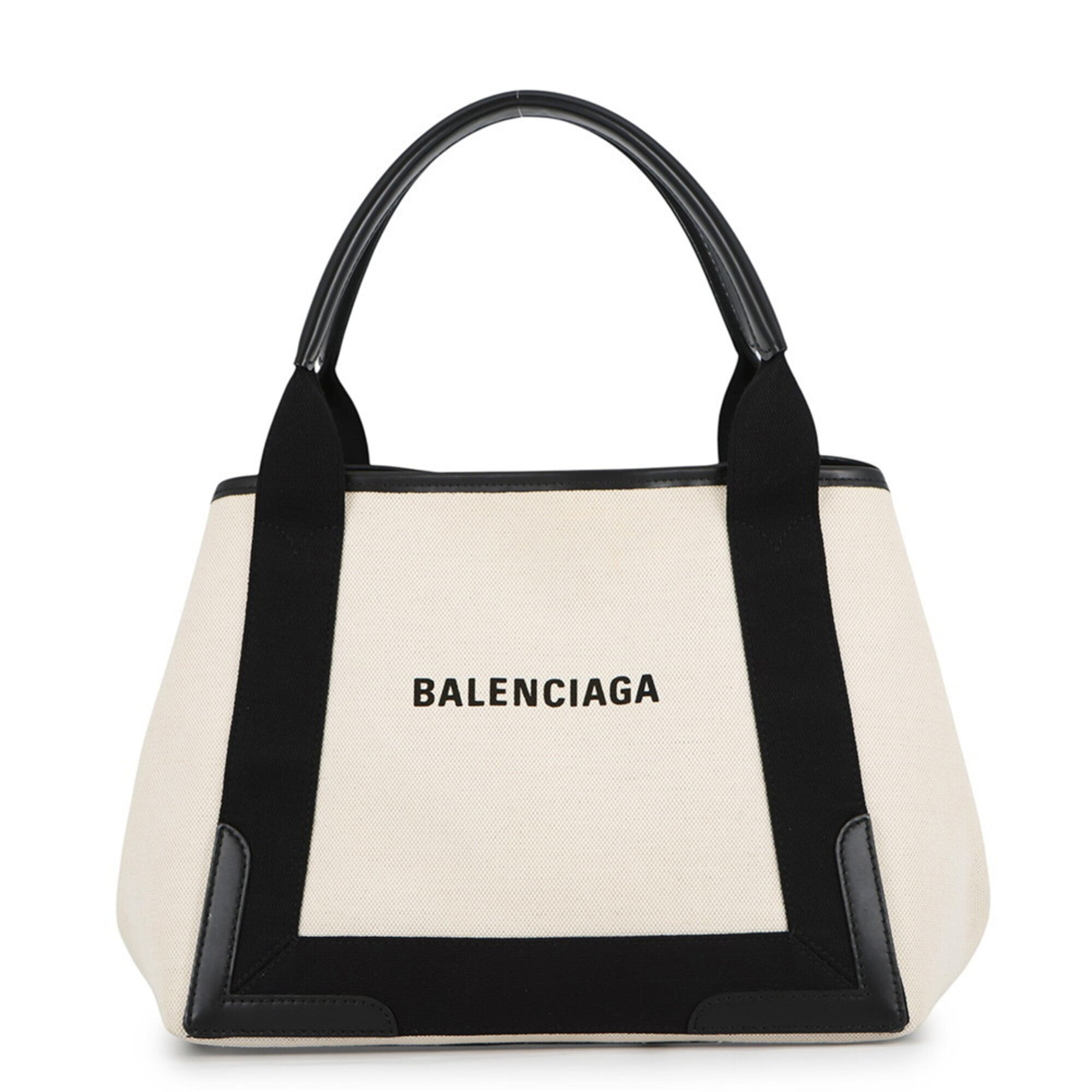 Balenciaga Black White Canvas Leather Handbag Pouch Tote Bag (Pre-Owned)