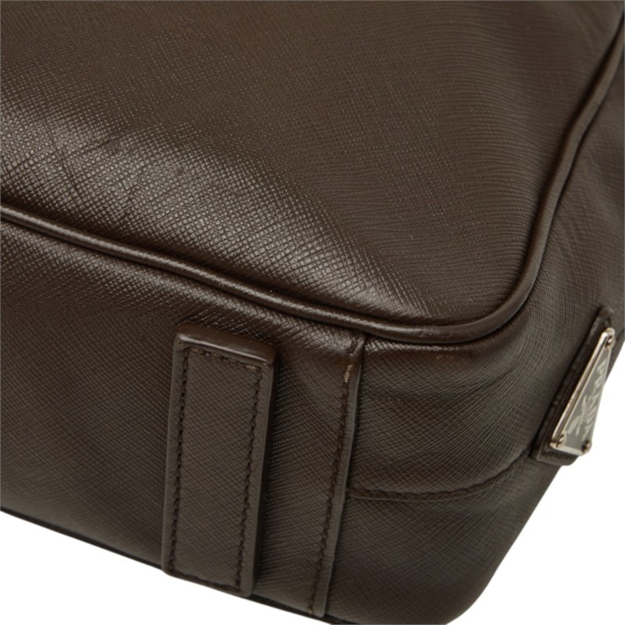 Prada Brown Leather Briefcase (Pre-Owned)