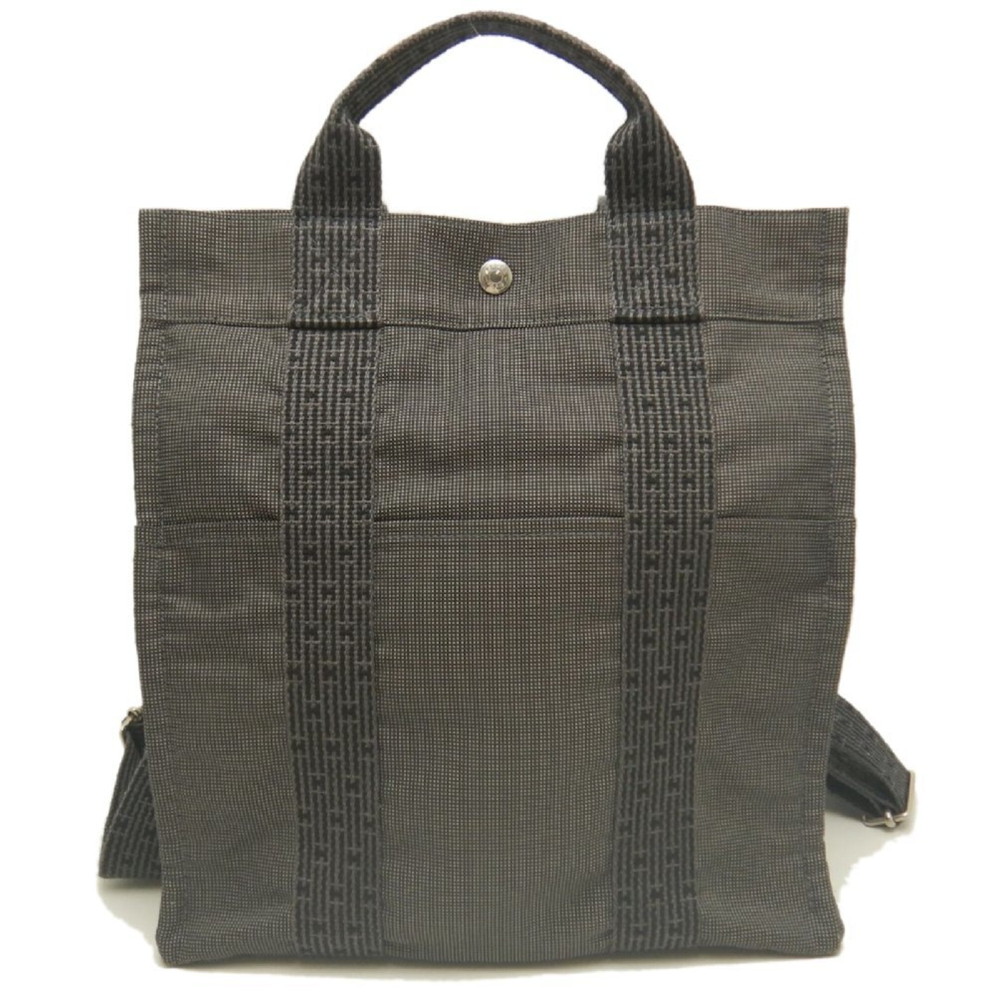 Hermes Gray Nylon Canvas Backpack (Pre-Owned)
