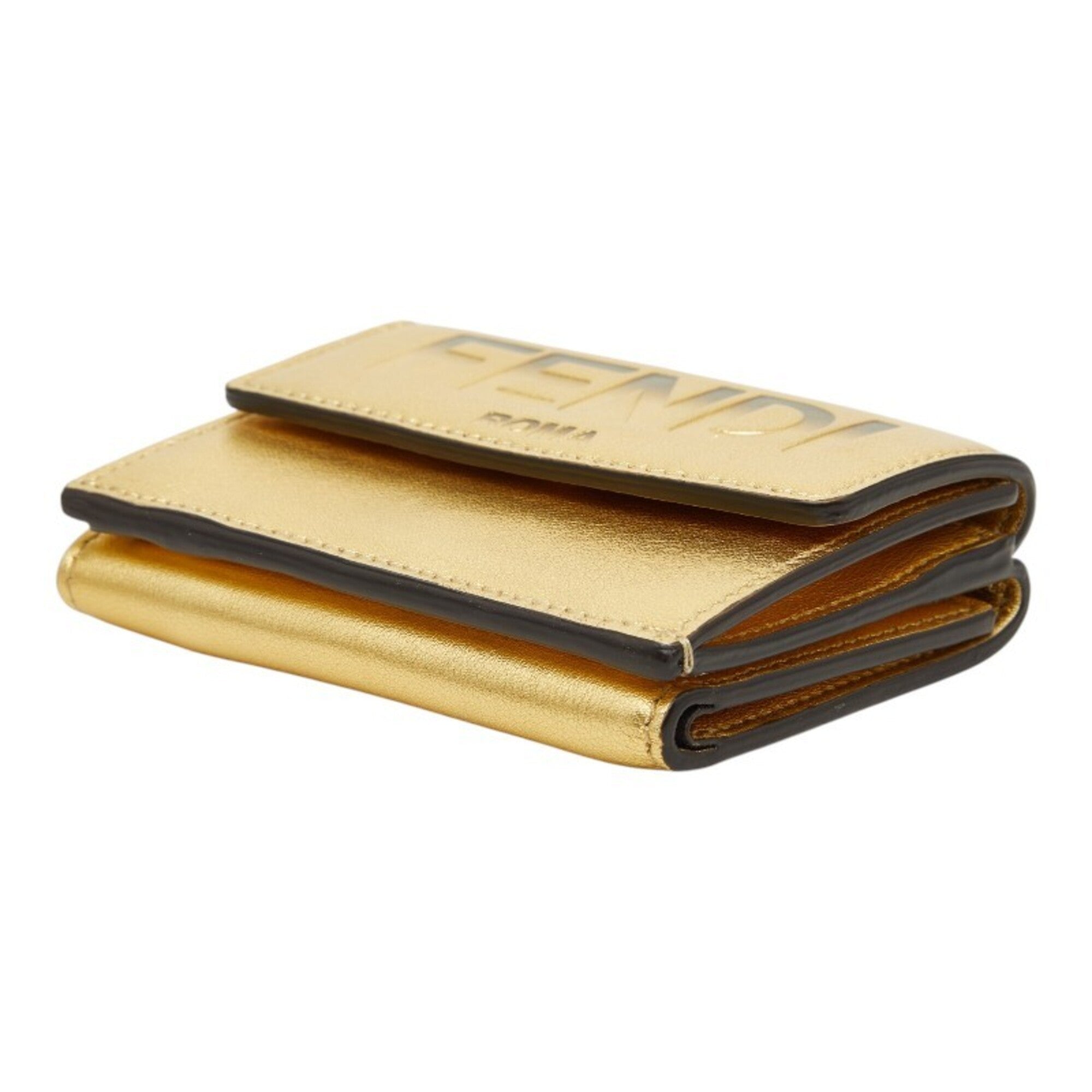 Fendi Gold Leather Wallet (Tri-Fold) (Pre-Owned)