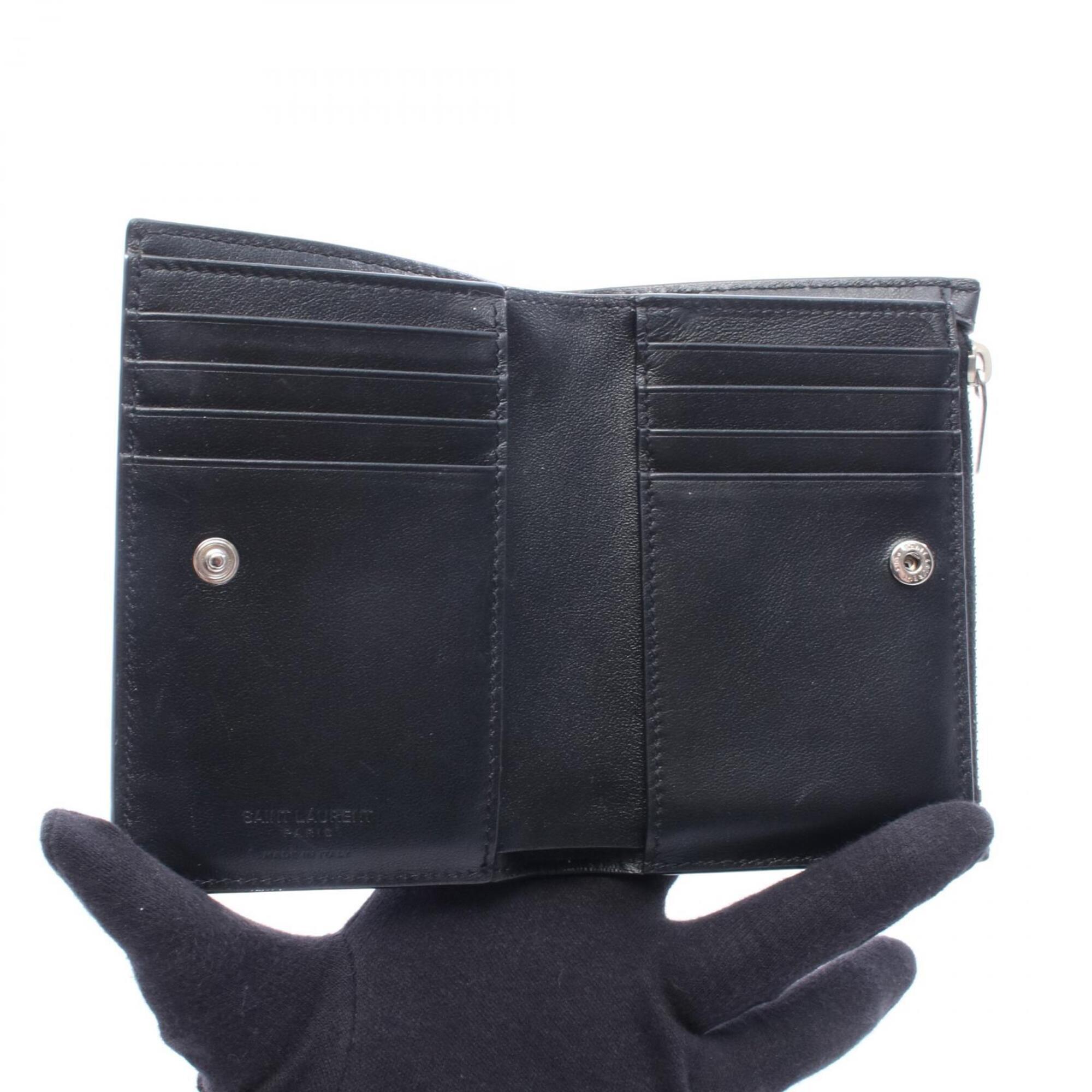 Yves Saint Laurent Black Leather Wallet (Bi-Fold) (Pre-Owned)