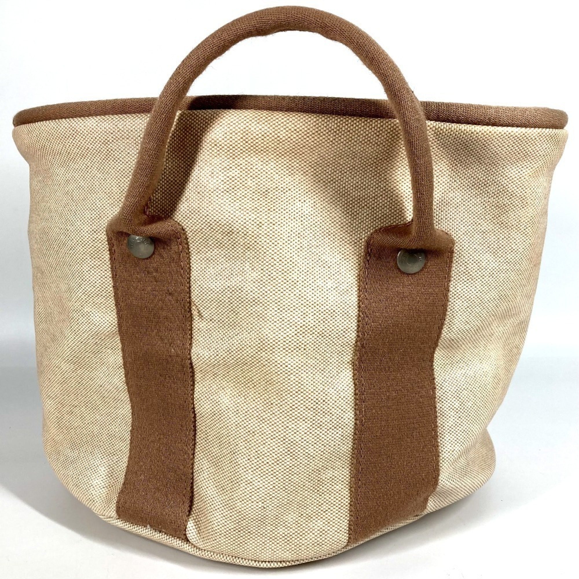 Hermes Beige Coated Canvas Basket Handbag (Pre-Owned)