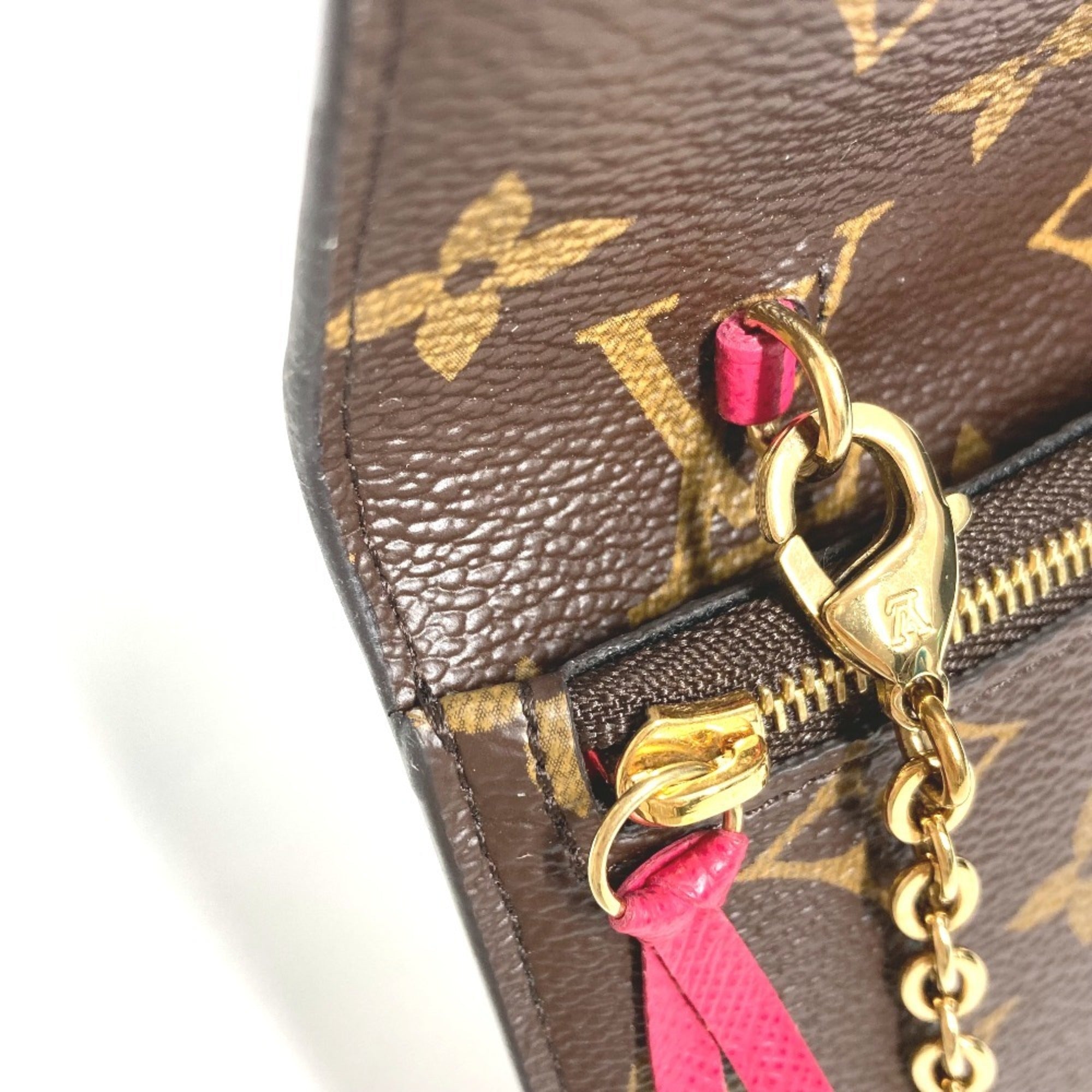 Louis Vuitton Brown Pink Monogram Clutch Bag Pochette Shoulder Bag (Pre-Owned)