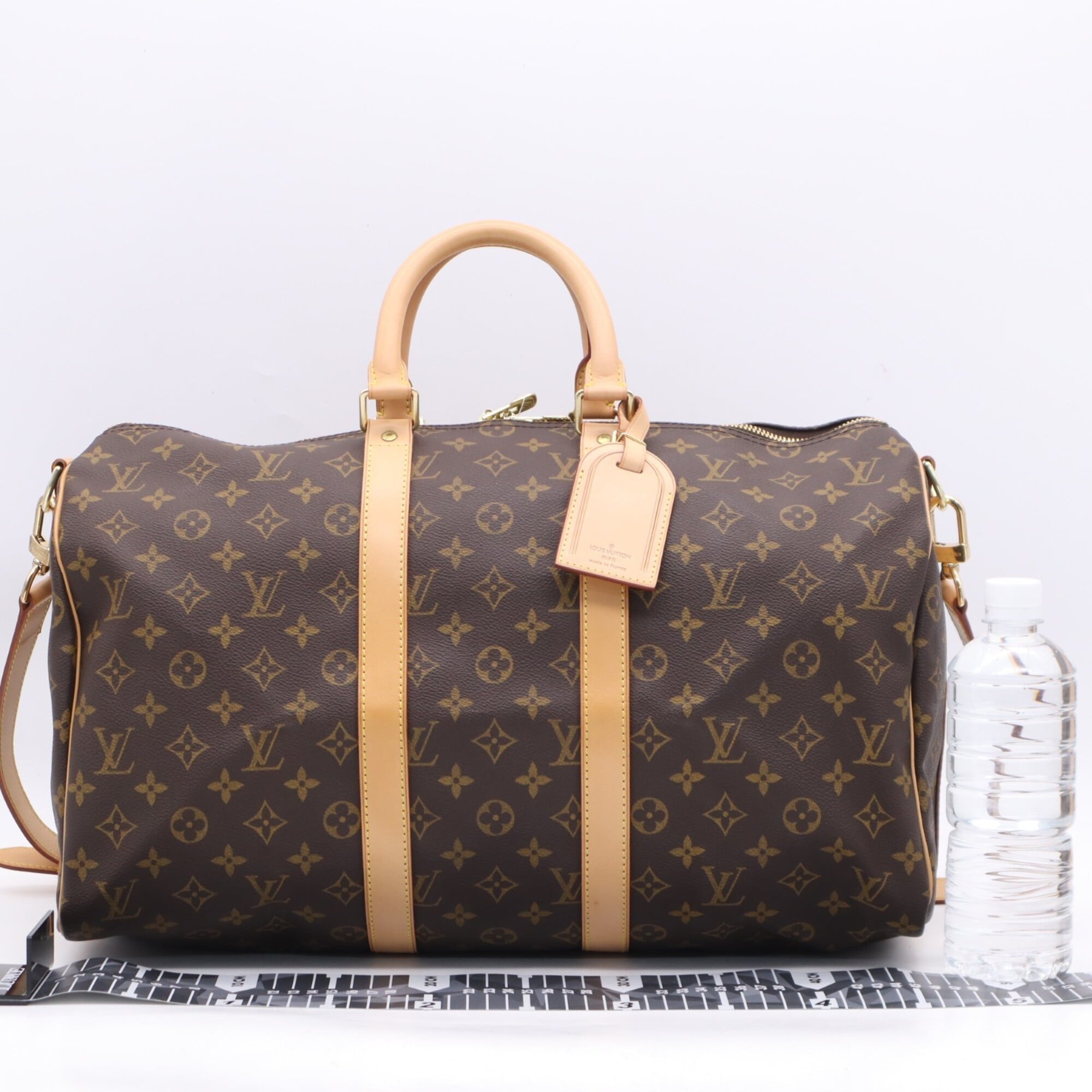 Louis Vuitton Beige Brown Coated Canvas Boston Bag (Pre-Owned)