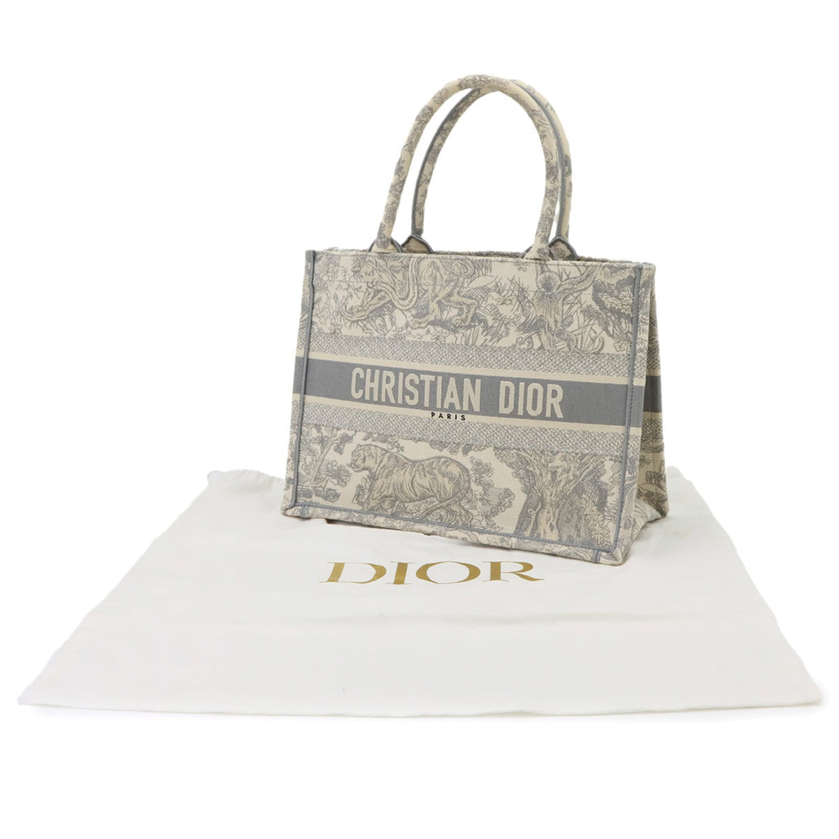 Christian Dior Gray Canvas Handbag Tote Bag (Pre-Owned)