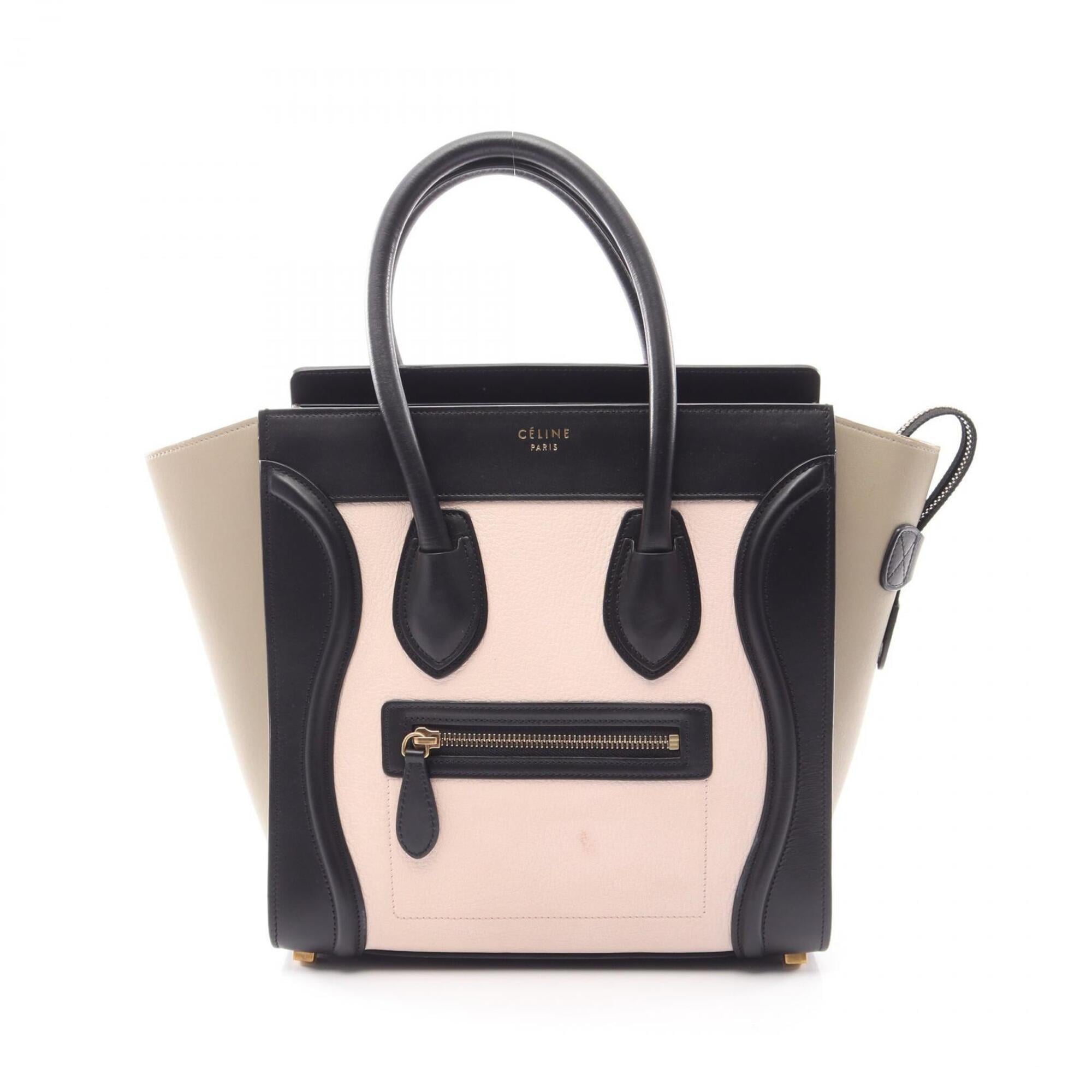 Celine Beige Black Pink Leather Handbag Tote Bag (Pre-Owned)