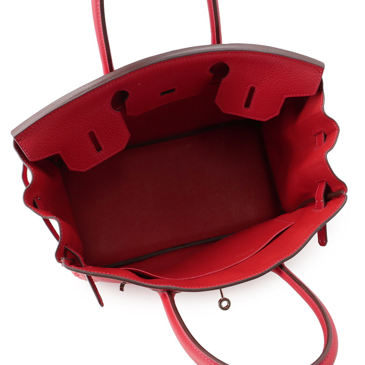 Hermes Rouge Casaque Taurillon Clemence Leather Handbag (Pre-Owned)