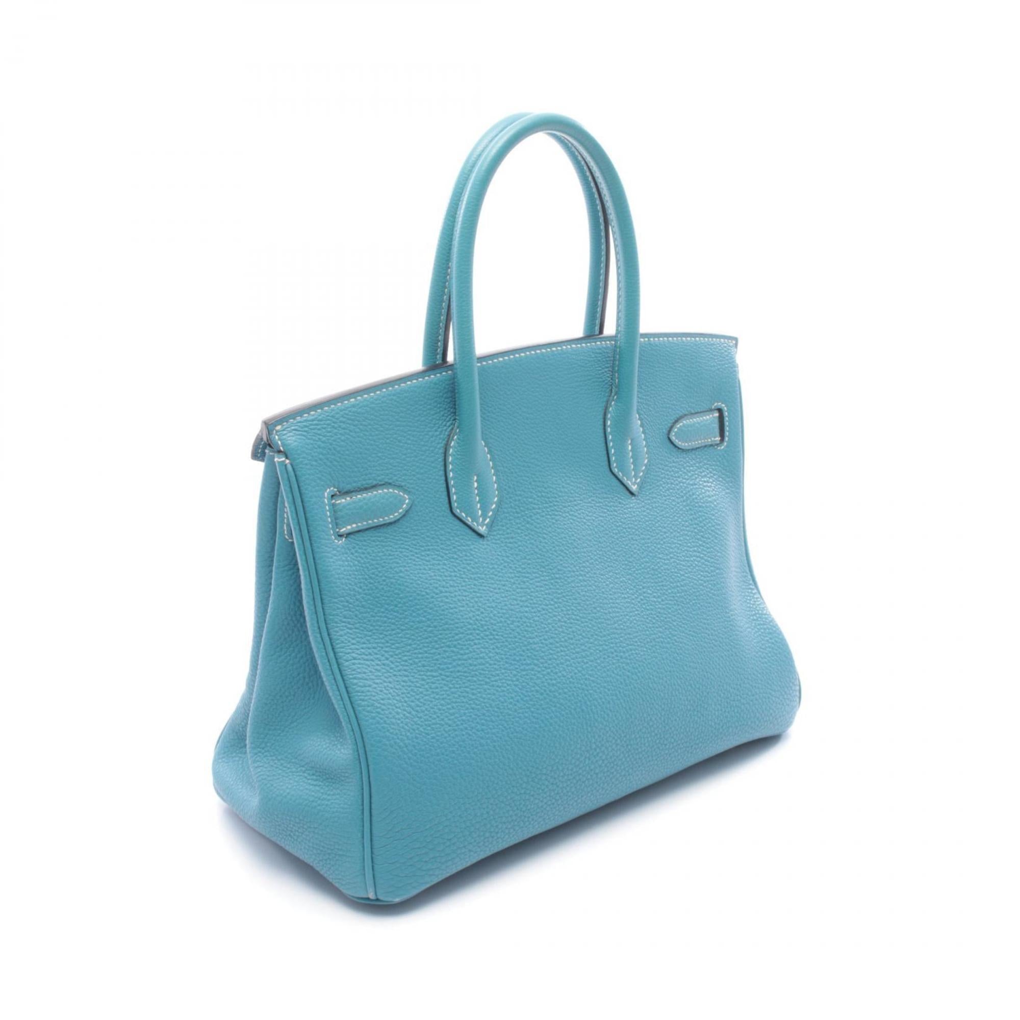 Hermes Blue Blue Jean Togo Leather Handbag (Pre-Owned)