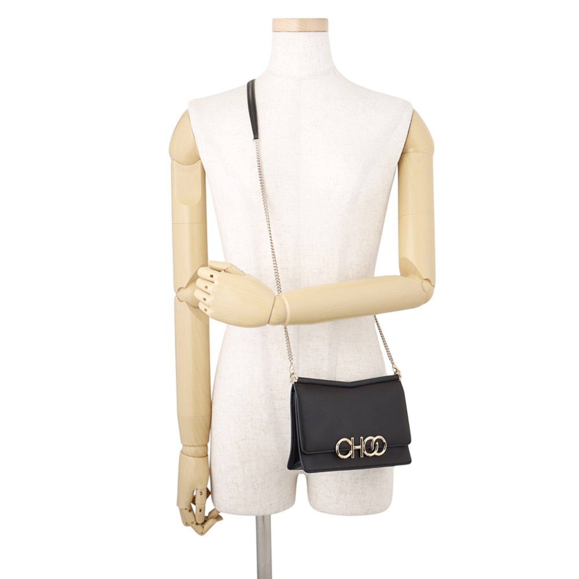 Jimmy Choo Black Leather Handbag Shoulder Bag (Pre-Owned)