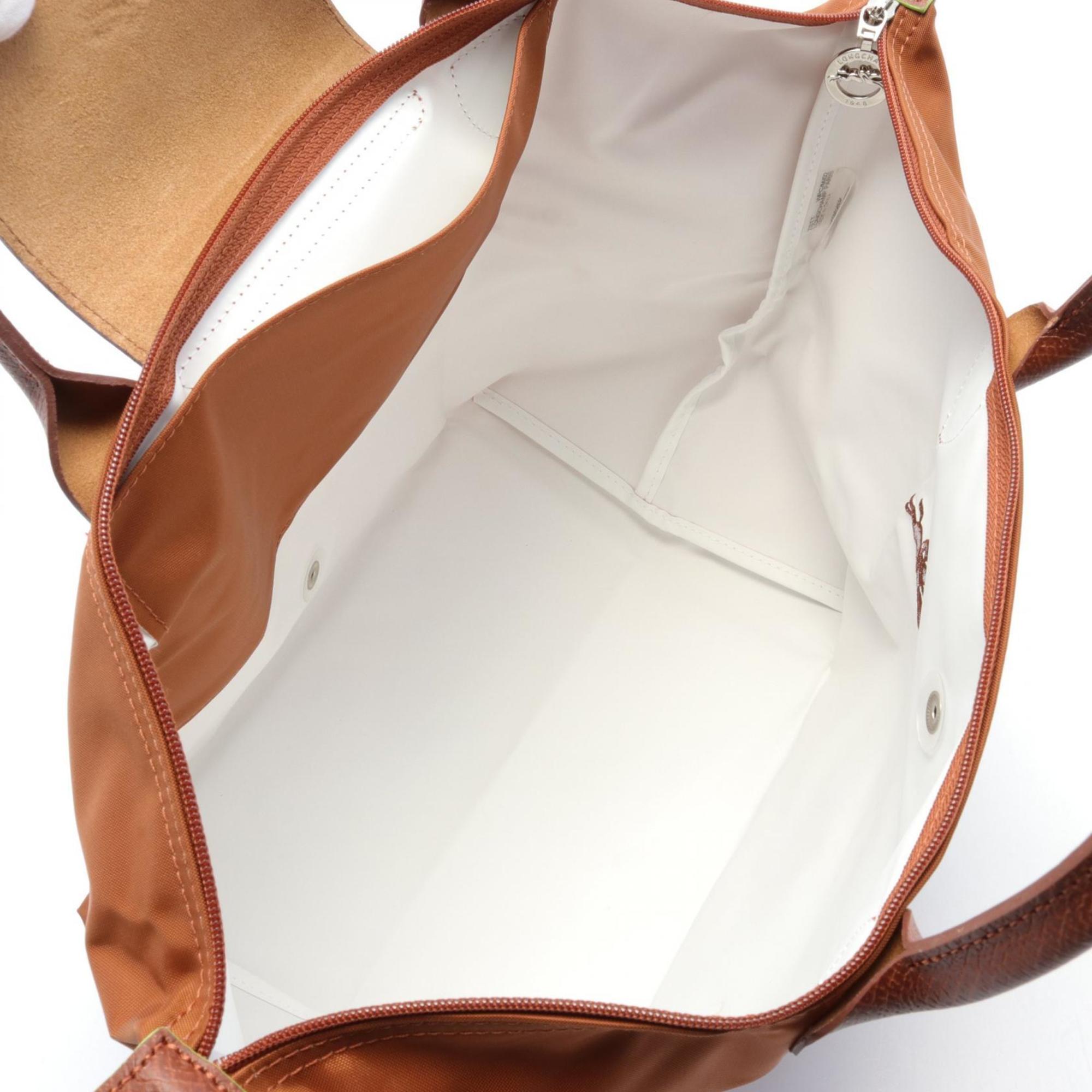 Longchamp Brown Nylon Leather Handbag (Pre-Owned)