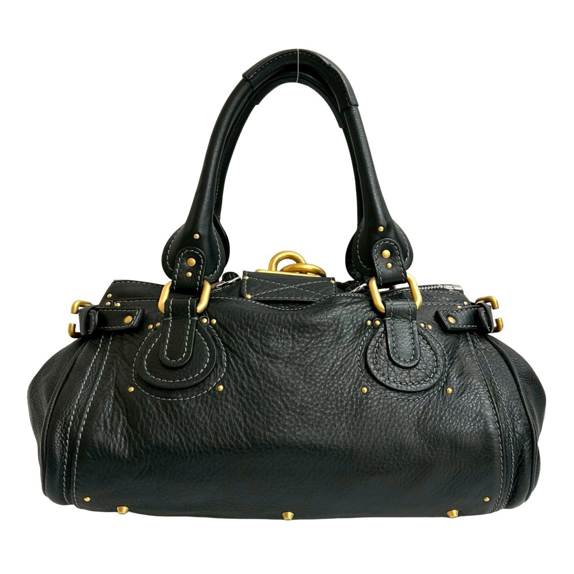 Chloé Black Leather Boston Bag Handbag Tote Bag (Pre-Owned)