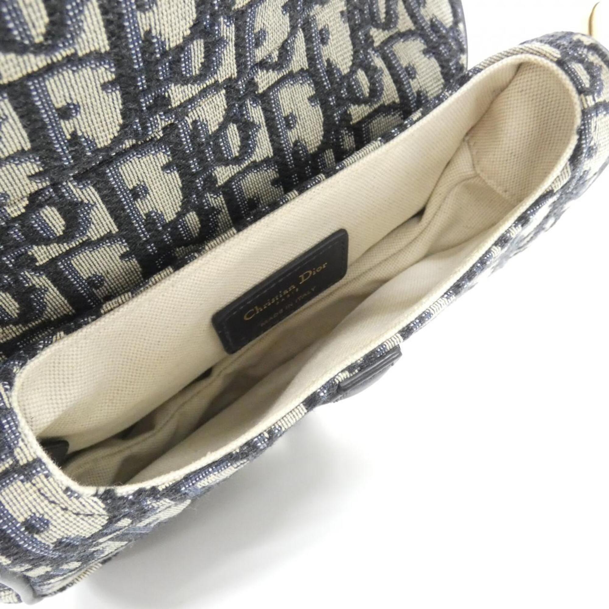 Christian Dior Blue Canvas Handbag Saddle Bag (Pre-Owned)