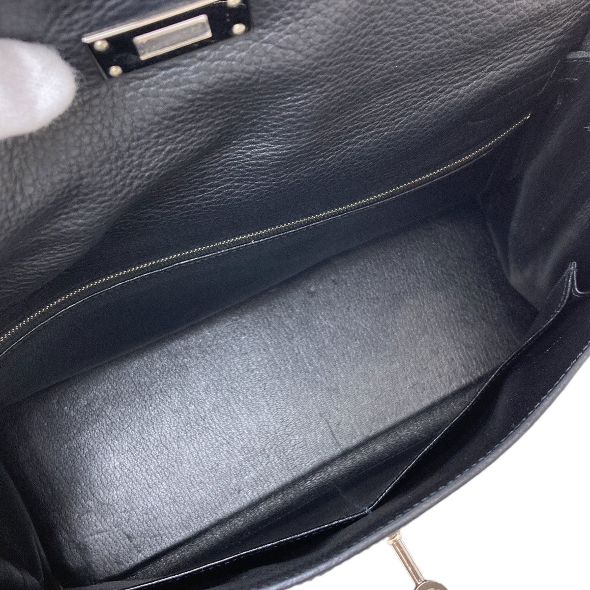 Hermes Kelly Black Taurillon Clemence Leather Handbag (Pre-Owned)