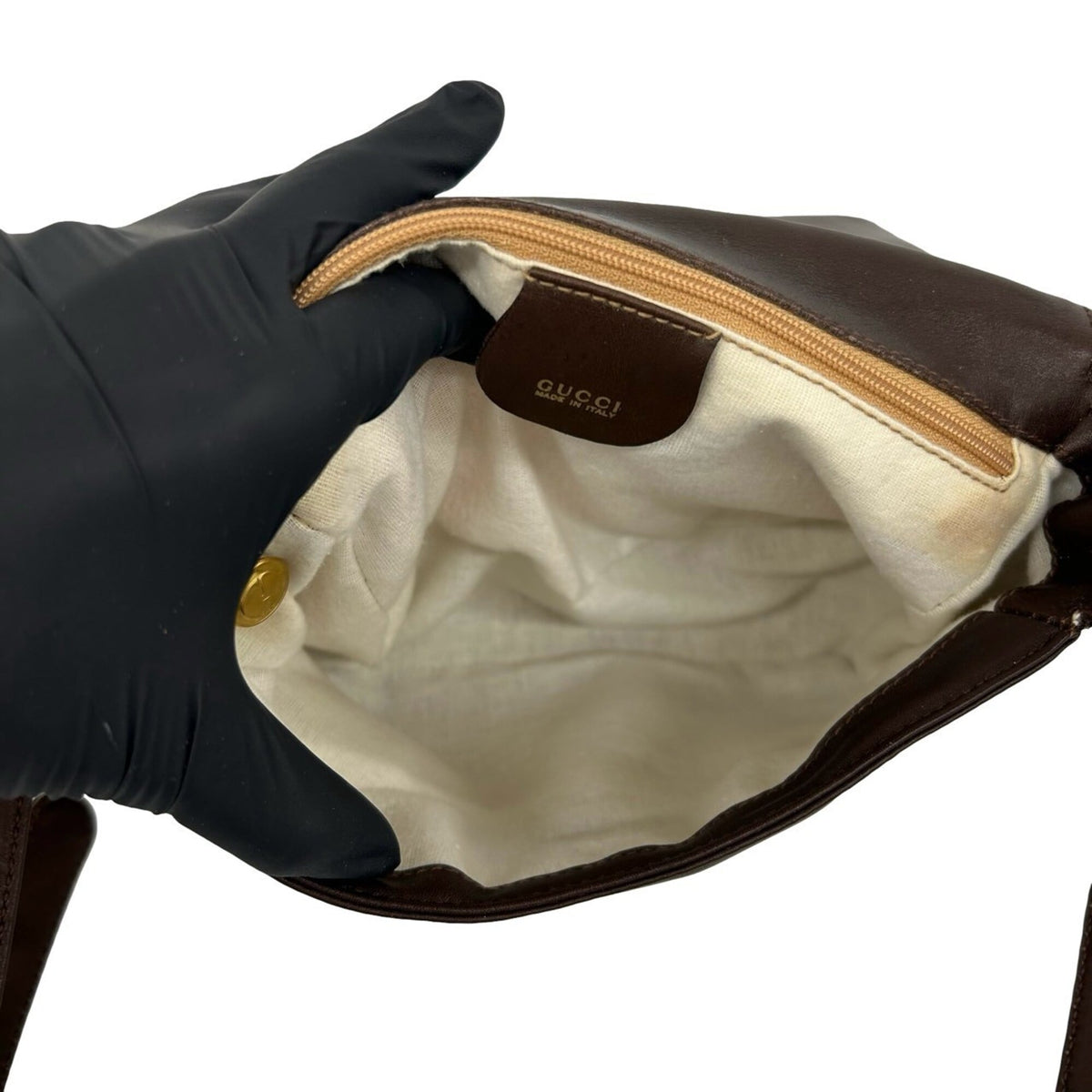 Gucci Brown Leather Pochette Shoulder Bag (Pre-Owned)