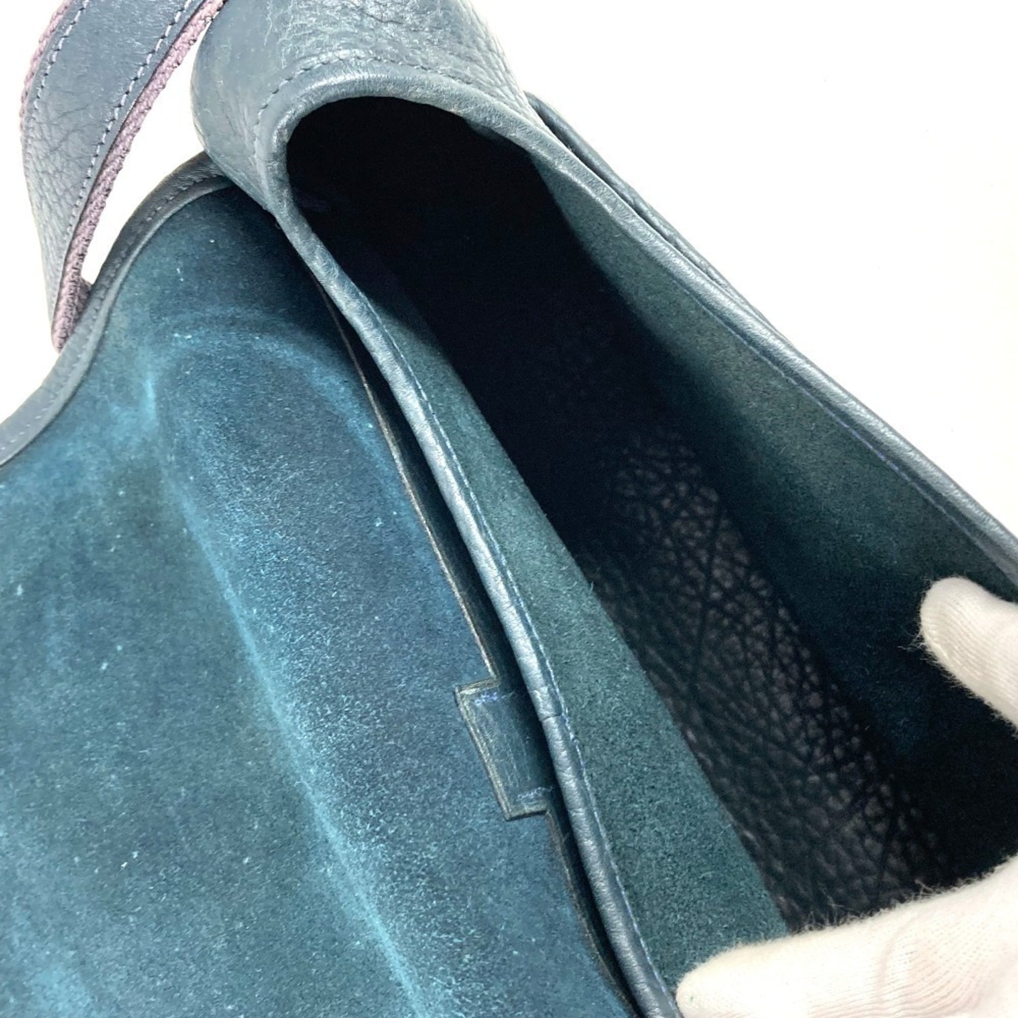 Hermes Navy Leather Shoulder Bag (Pre-Owned)