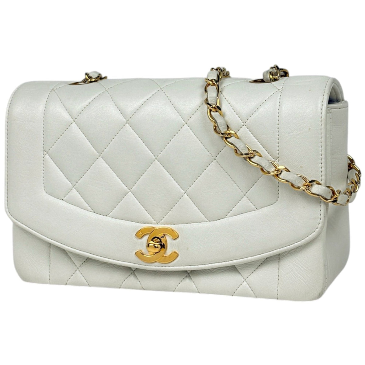 Chanel White Leather Shoulder Bag (Pre-Owned)