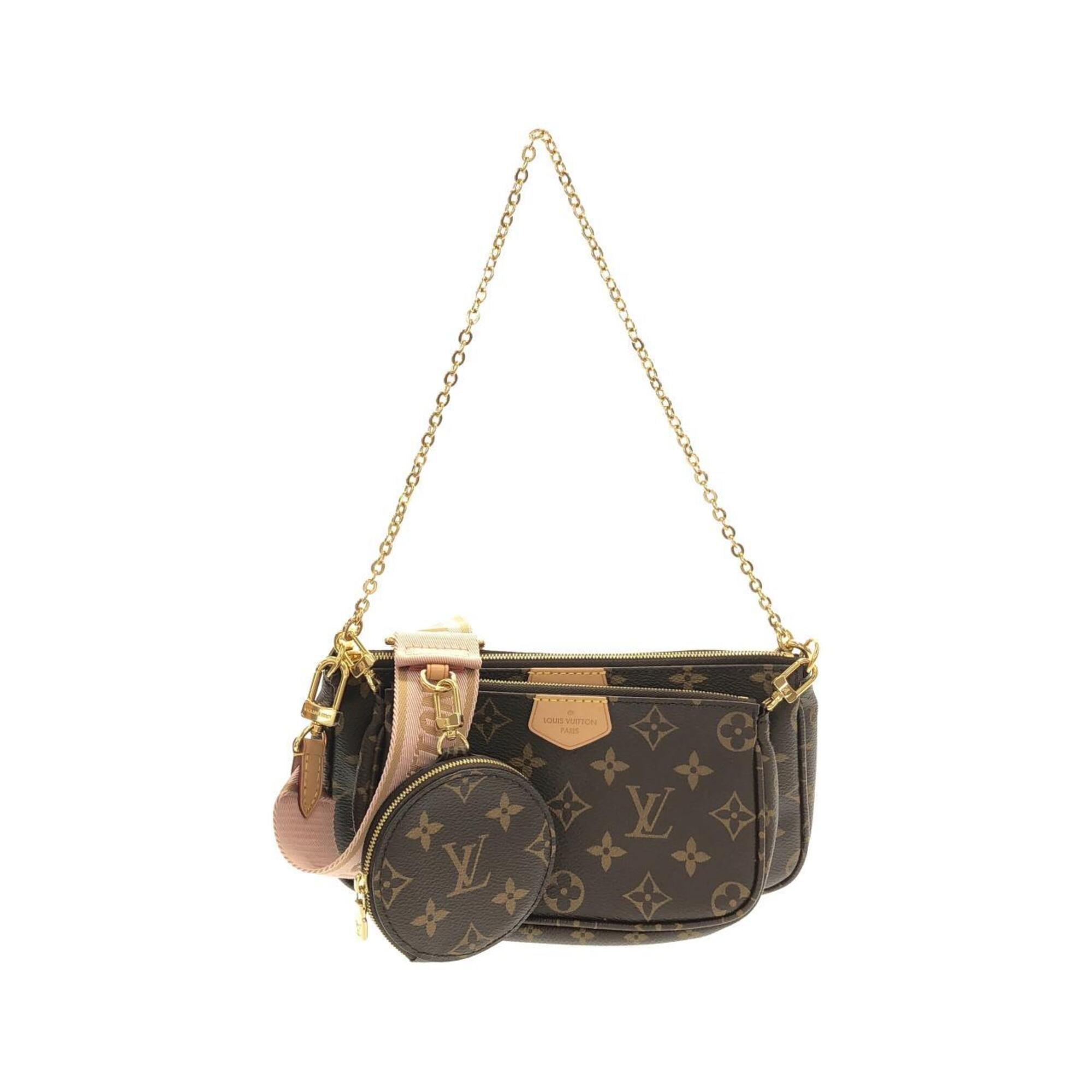 Louis Vuitton Marron Rose Clair Coated Canvas Pochette Pouch Shoulder Bag (Pre-Owned)