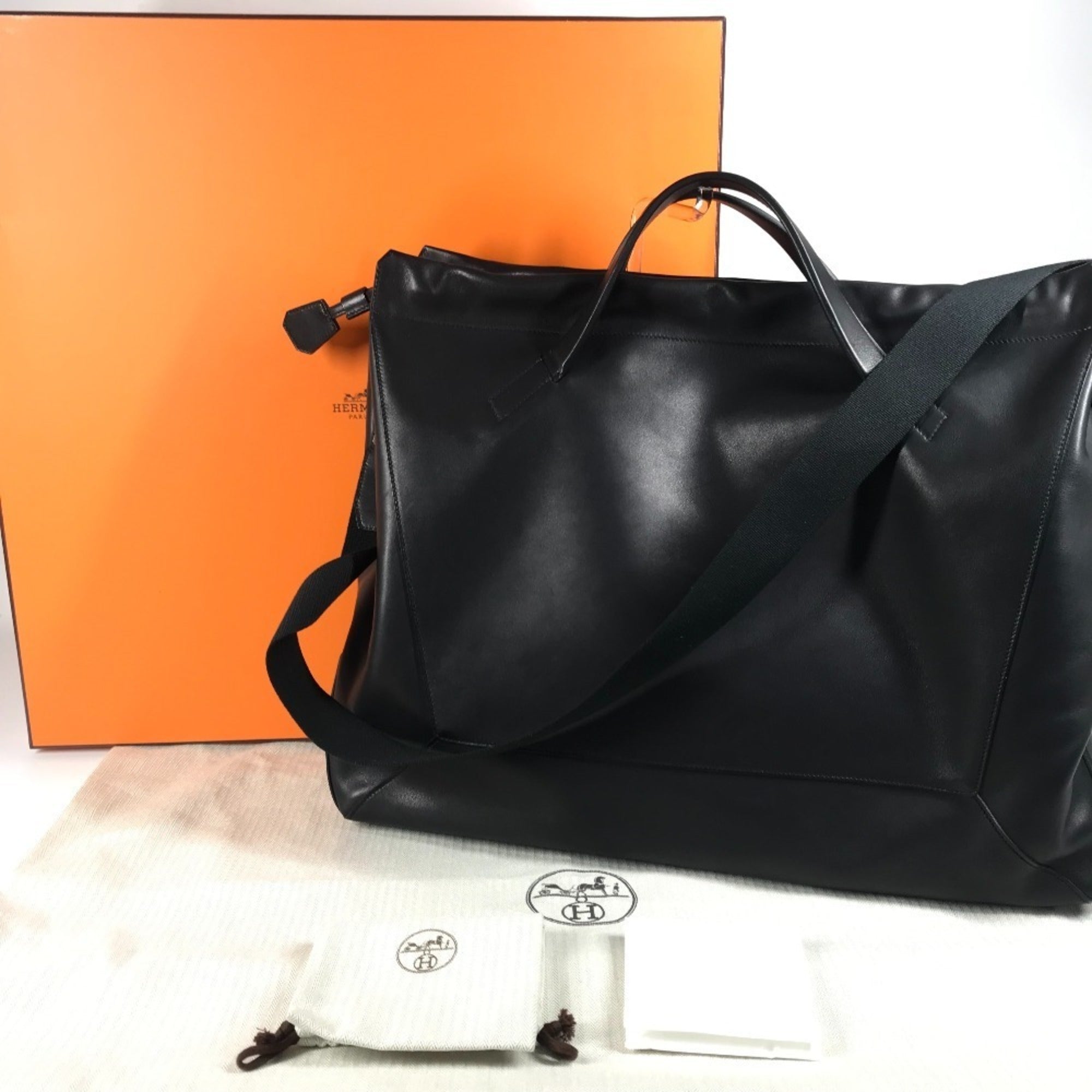 Hermes Black Swift Leather Boston Bag Handbag Shoulder Bag (Pre-Owned)