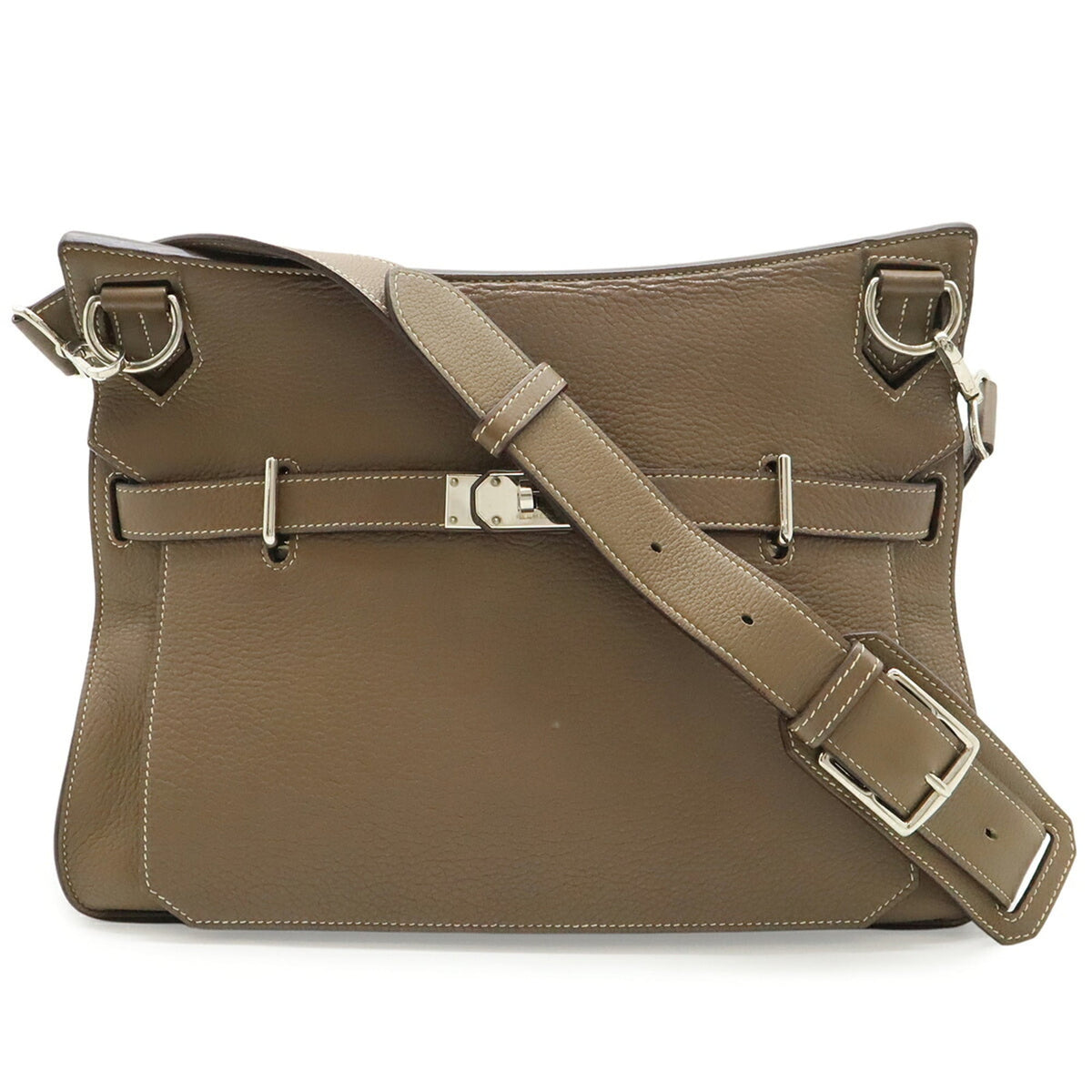 Hermes Etoupe Gray Taurillon Clemence Leather Handbag Shoulder Bag (Pre-Owned)