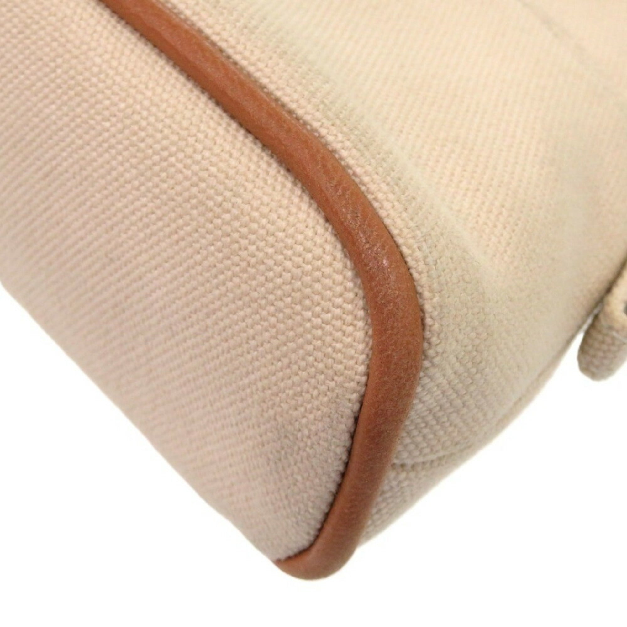 Hermes Beige Orange Cotton Leather Pouch (Pre-Owned)